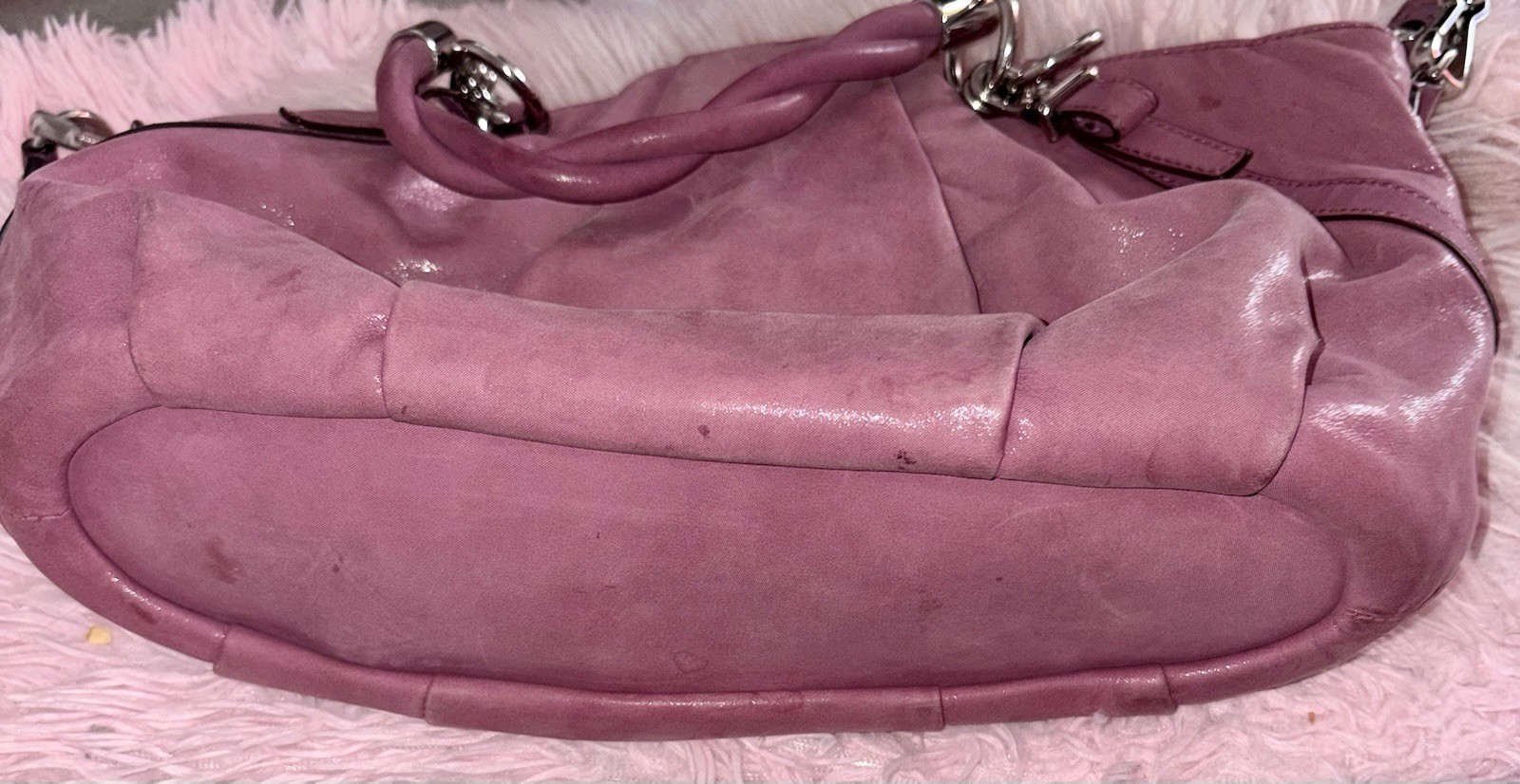 Coach Madison Sophia Medium Pink Berry Leather Satchel Handbag $398