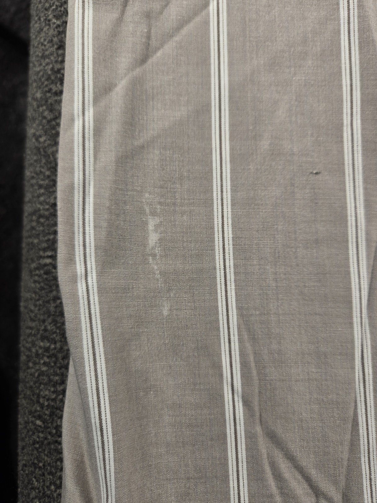 Campus Men’s Short Sleeve Striped Button-Up Shirt Gray/White 15 1/2 Cotton Blend