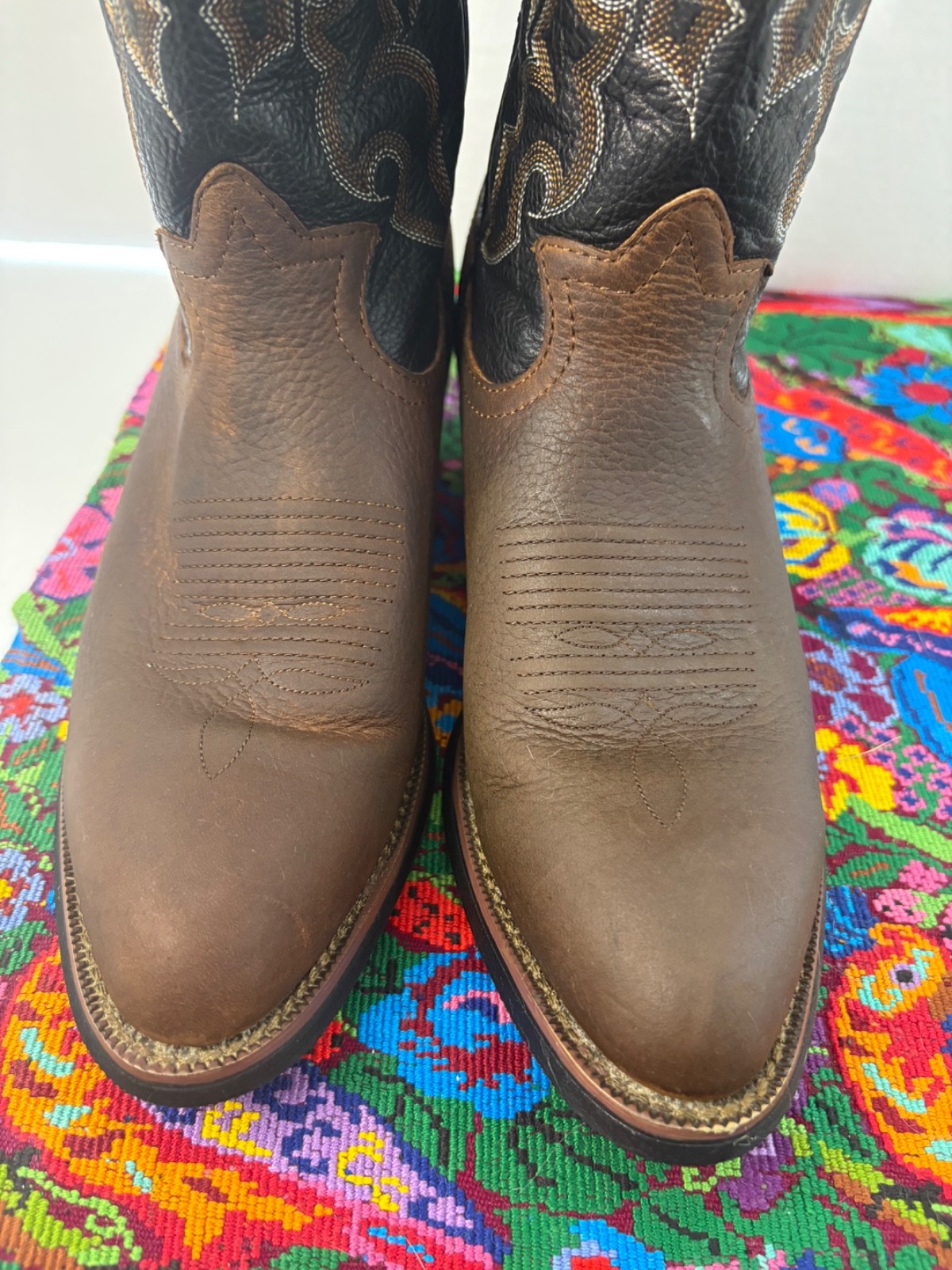 TONY LAMA RR400J Men’s Brown Bullhide Leather Rodeo Cowboy Boots 9EE EUC