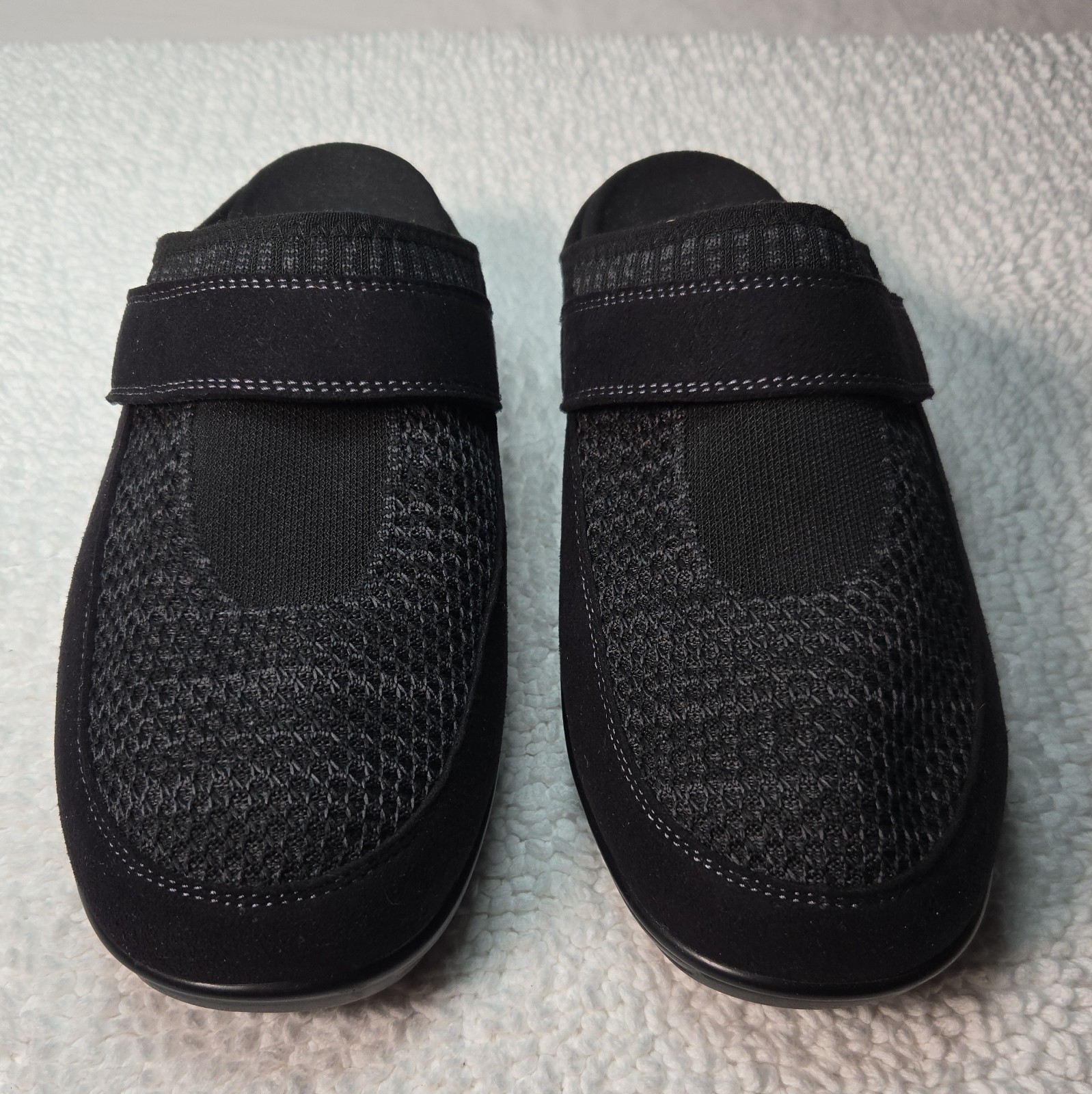 OrthoFeet Louise 736 Women Sz 9 (X-WIDE) Mule Black Mesh Orthopedic Slipper Clog