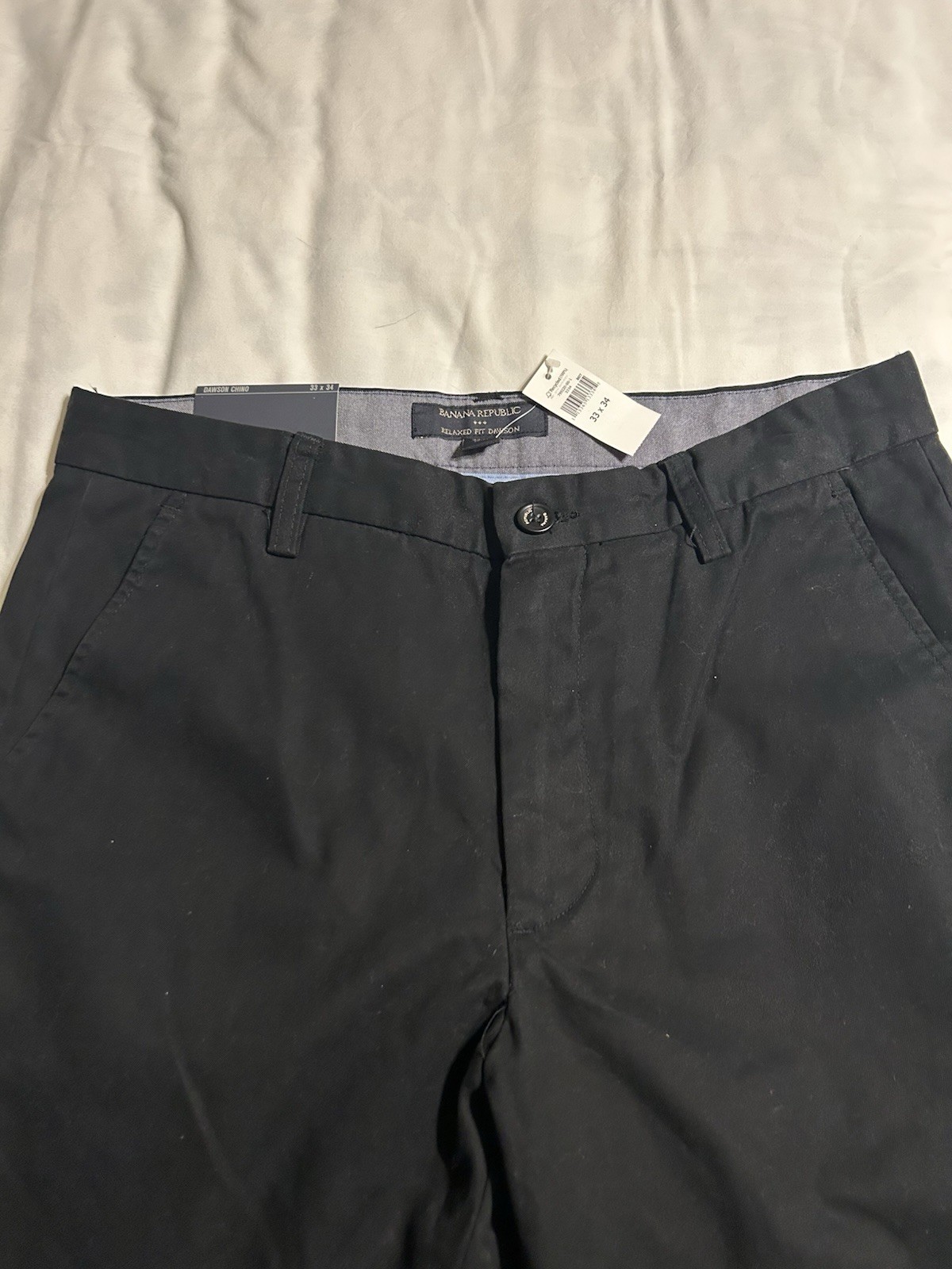 Banana Republic Mens Dawson Chino Black Straight Leg Cotton Pants 33×34