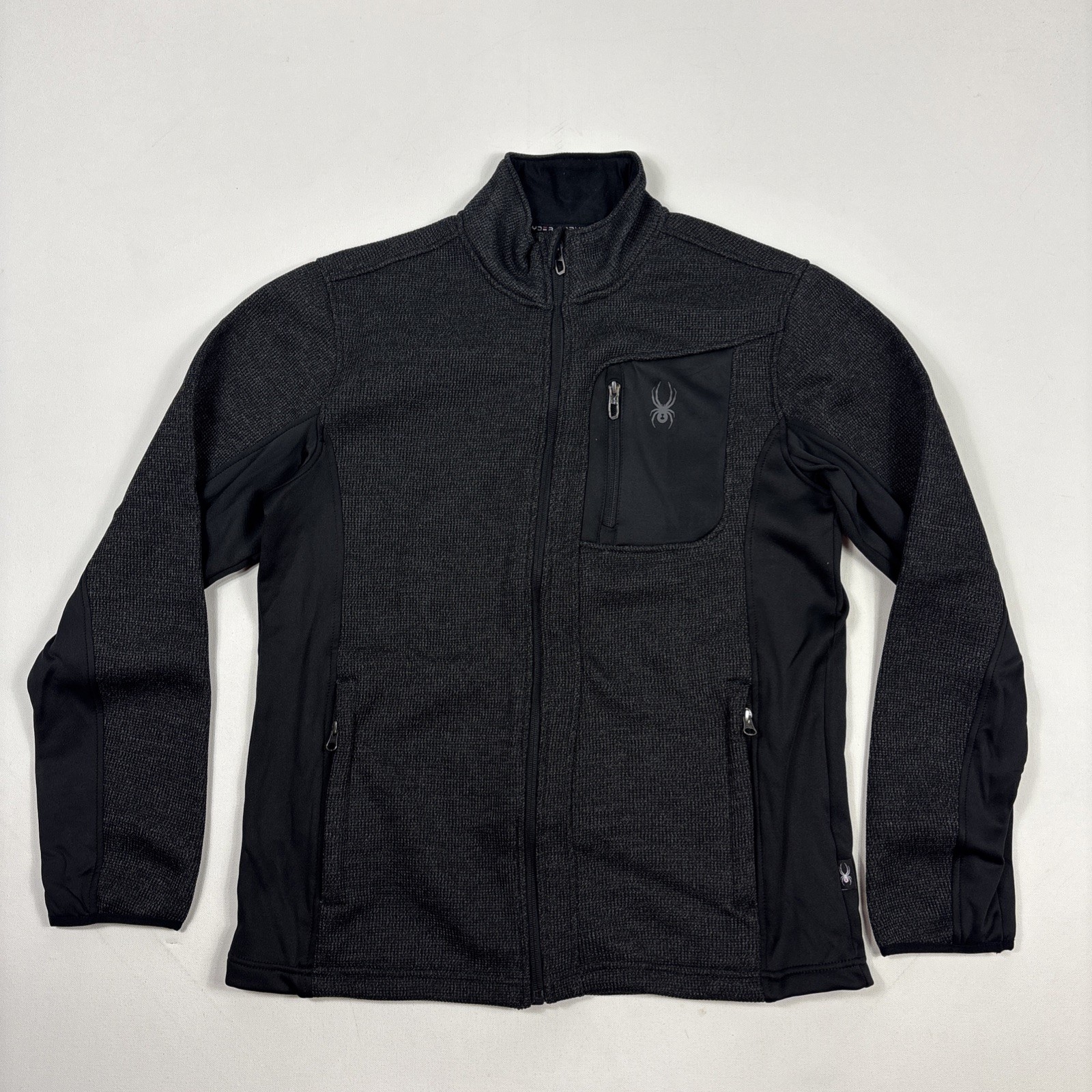 Spyder Mens Full Zip Black Jacket Fleece Lined Medium
