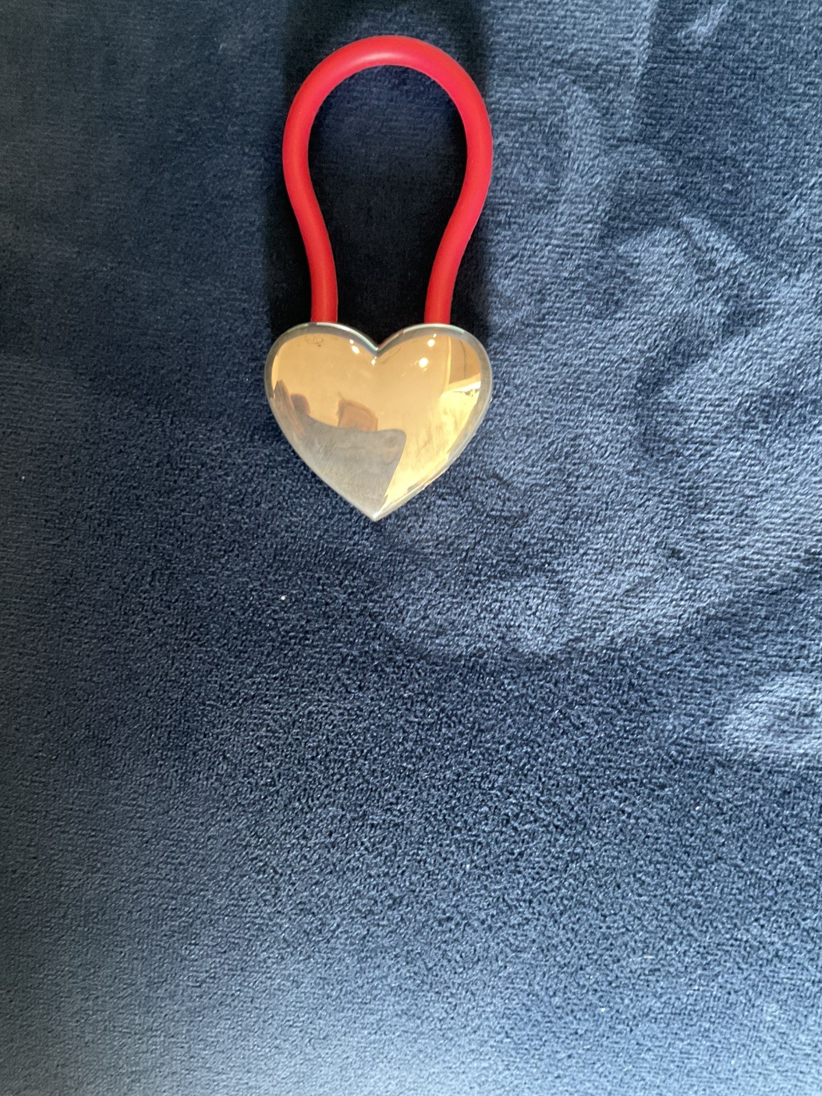Tiffany & Co. Sterling Silver Heart Hair Tie Silver/Red Loop