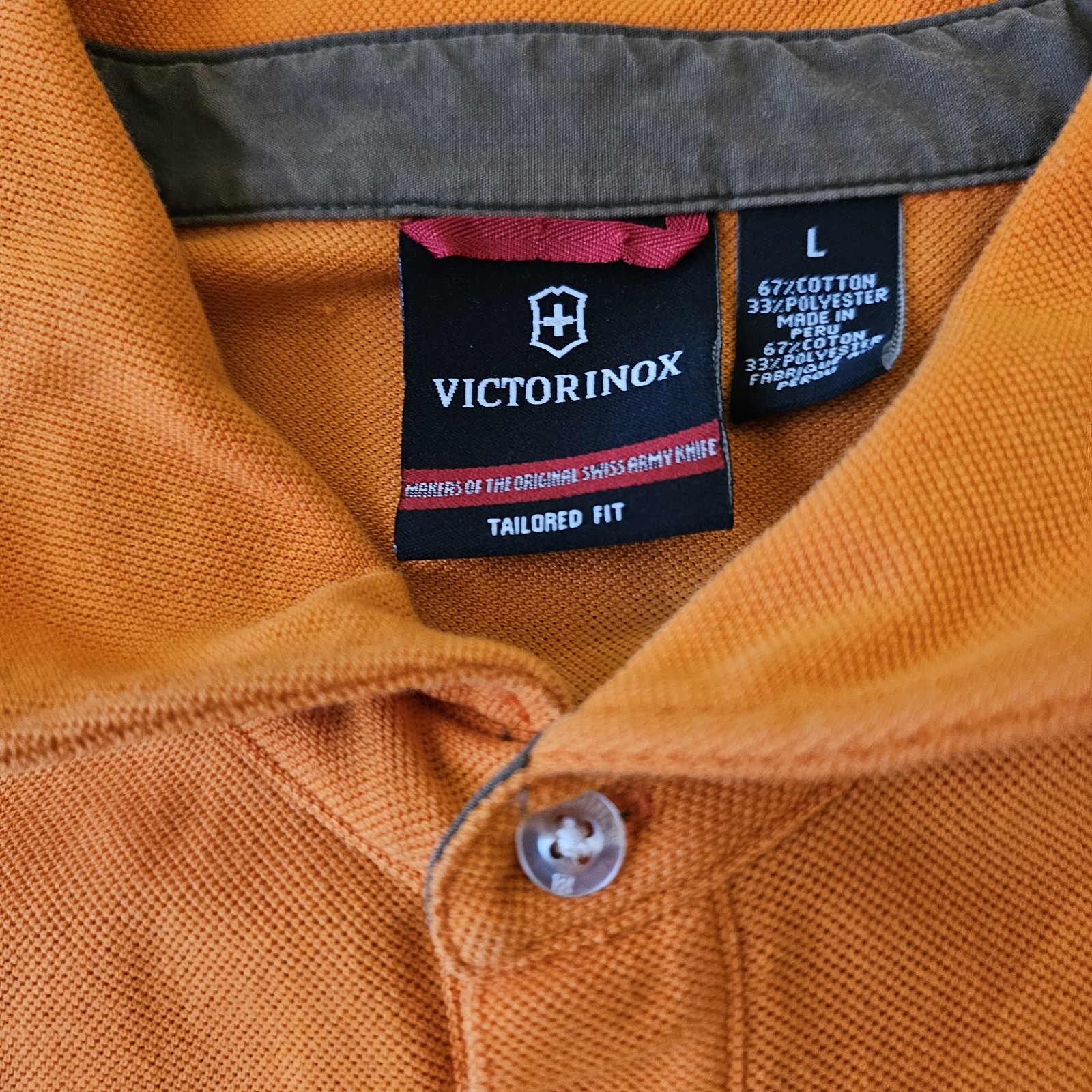 Victorinox Logo Polo Shirt Men’s Bright Orange Cotton Poly Tailored Fit Large