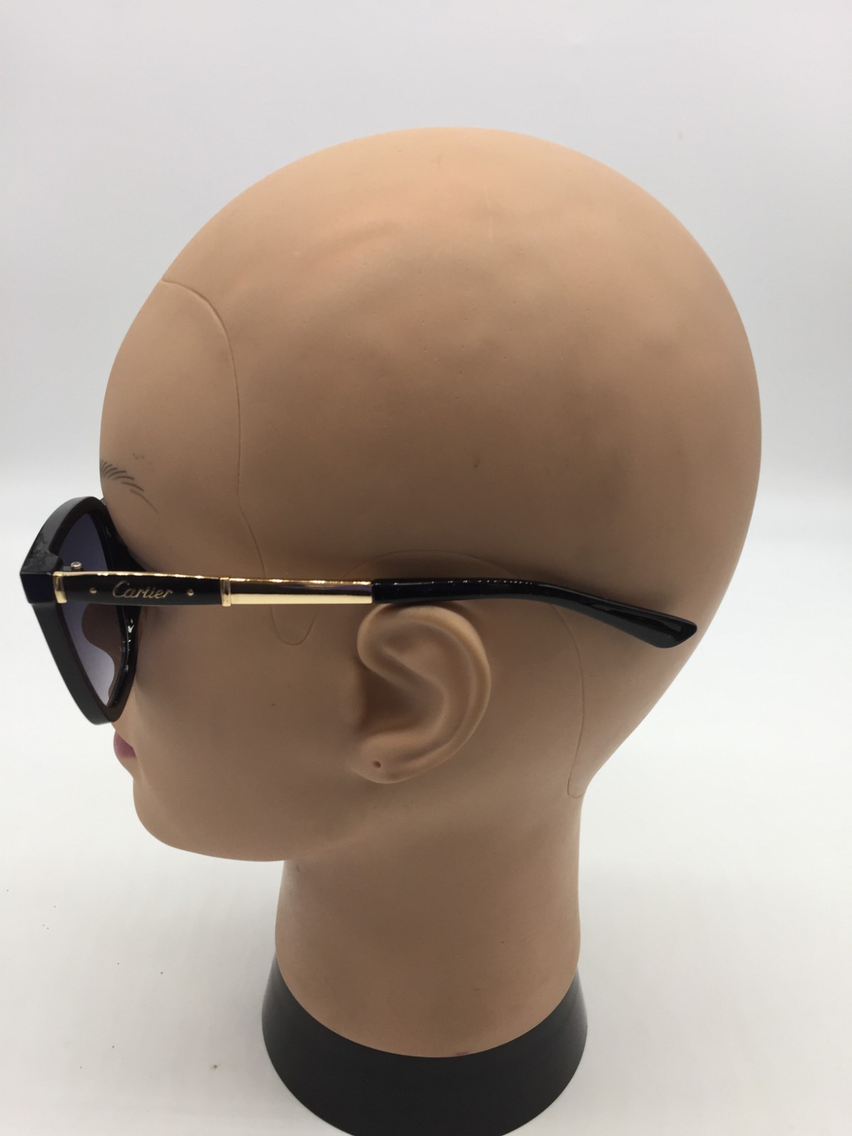 Cartier Black Full Rim Frame Designer Sunglasses 50-20-140 Grey Lenses