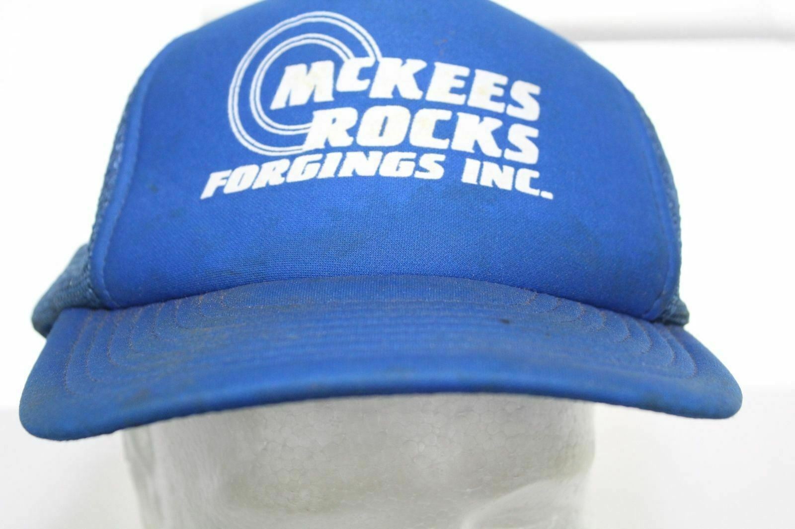 Vintage MCKEES ROCKS FORGINGS INC. Trucker Hat Blue Snapback Cap Speedway 1 Size