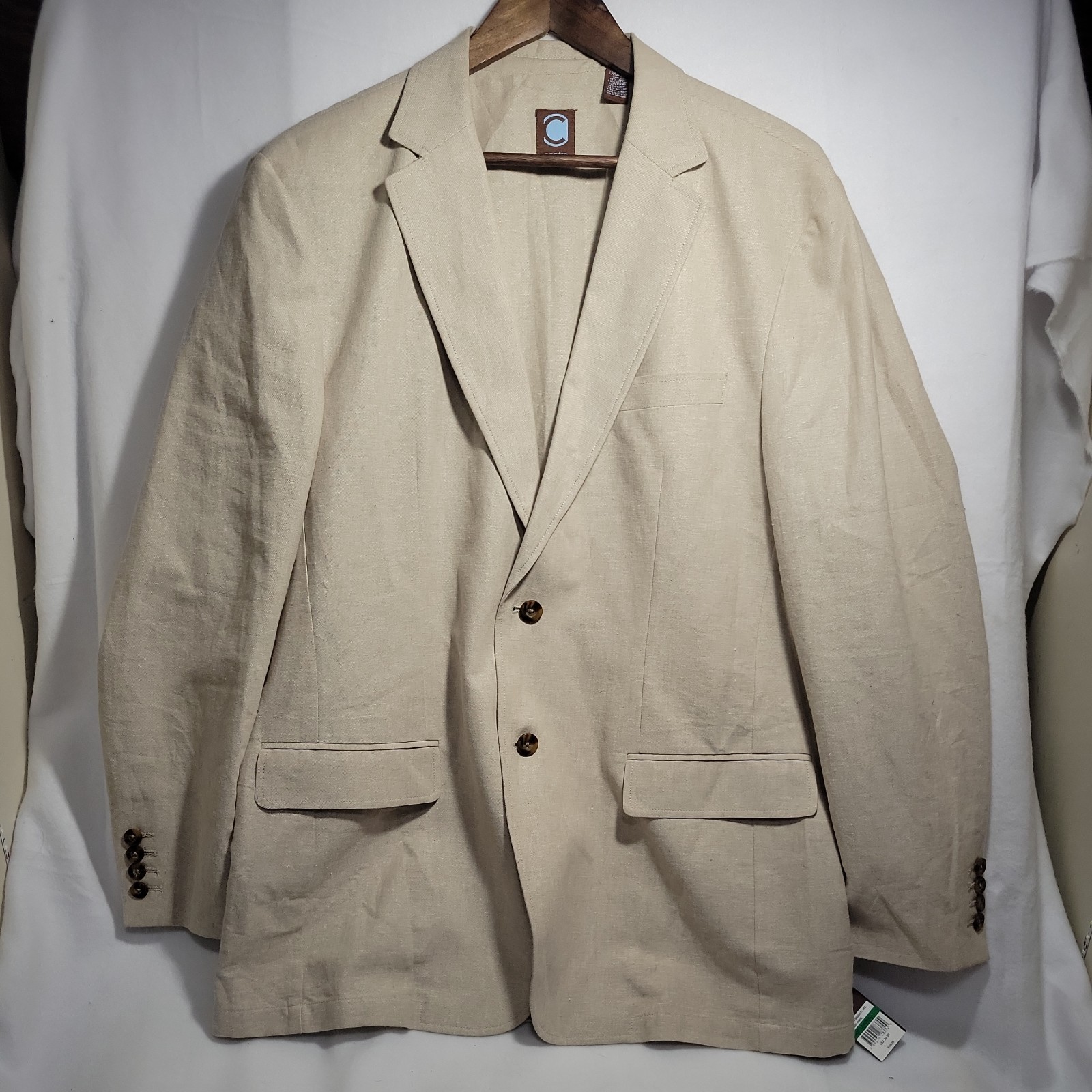 anytime Sport Coat/Blazer, mens L, 42, beige cotton, Casual,