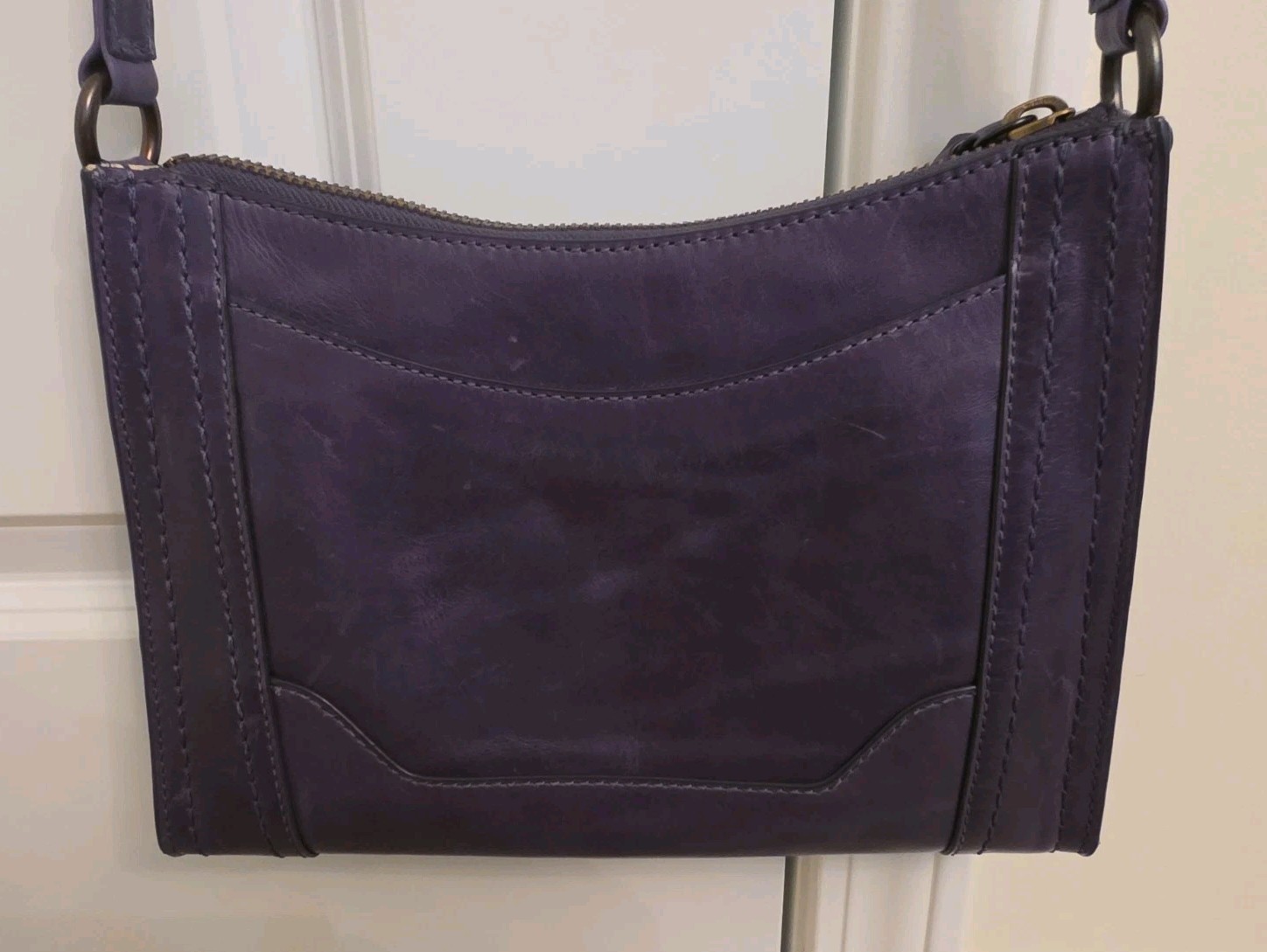 ​Frye Melissa Eggplant Purple Leather Top Zip Crossbody Bag Purse NWOT W/…