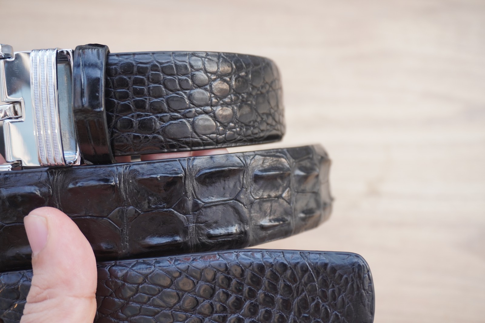 Black Real Genuine CROCODILE LEATHER Skin Men’s Belt W 1.3 inch #F30