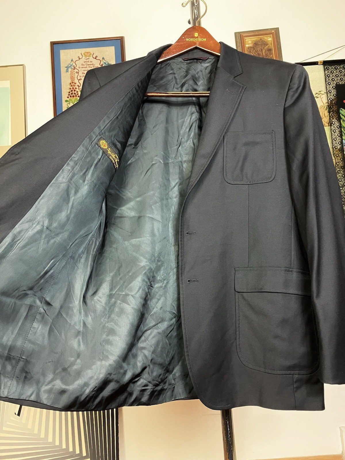 Brooks Brothers LORO PIANA Navy Wool Blazer Patch Pocket Boys 20 Men’s 38 S