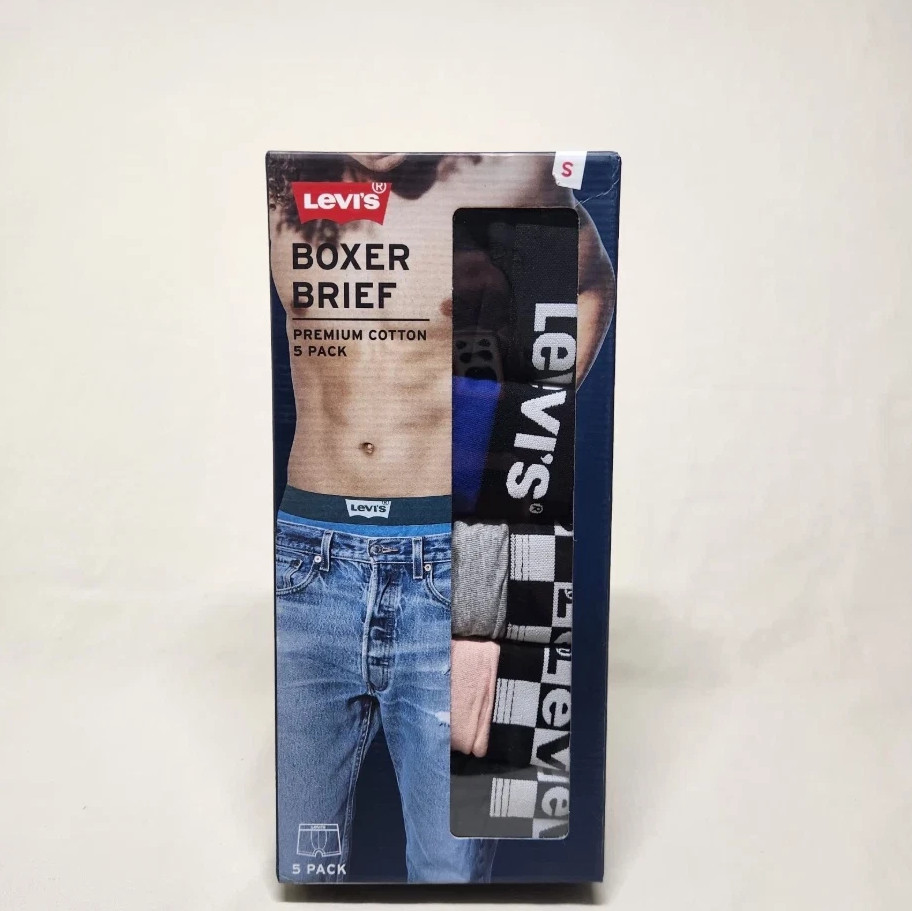 Levi’s 5 Pack Men’s Boxer Briefs 100% Cotton S (28-30)