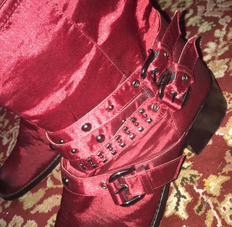 Jessica Bennett Studded Distressed Norton Boot Red Size 7.5 Embellished