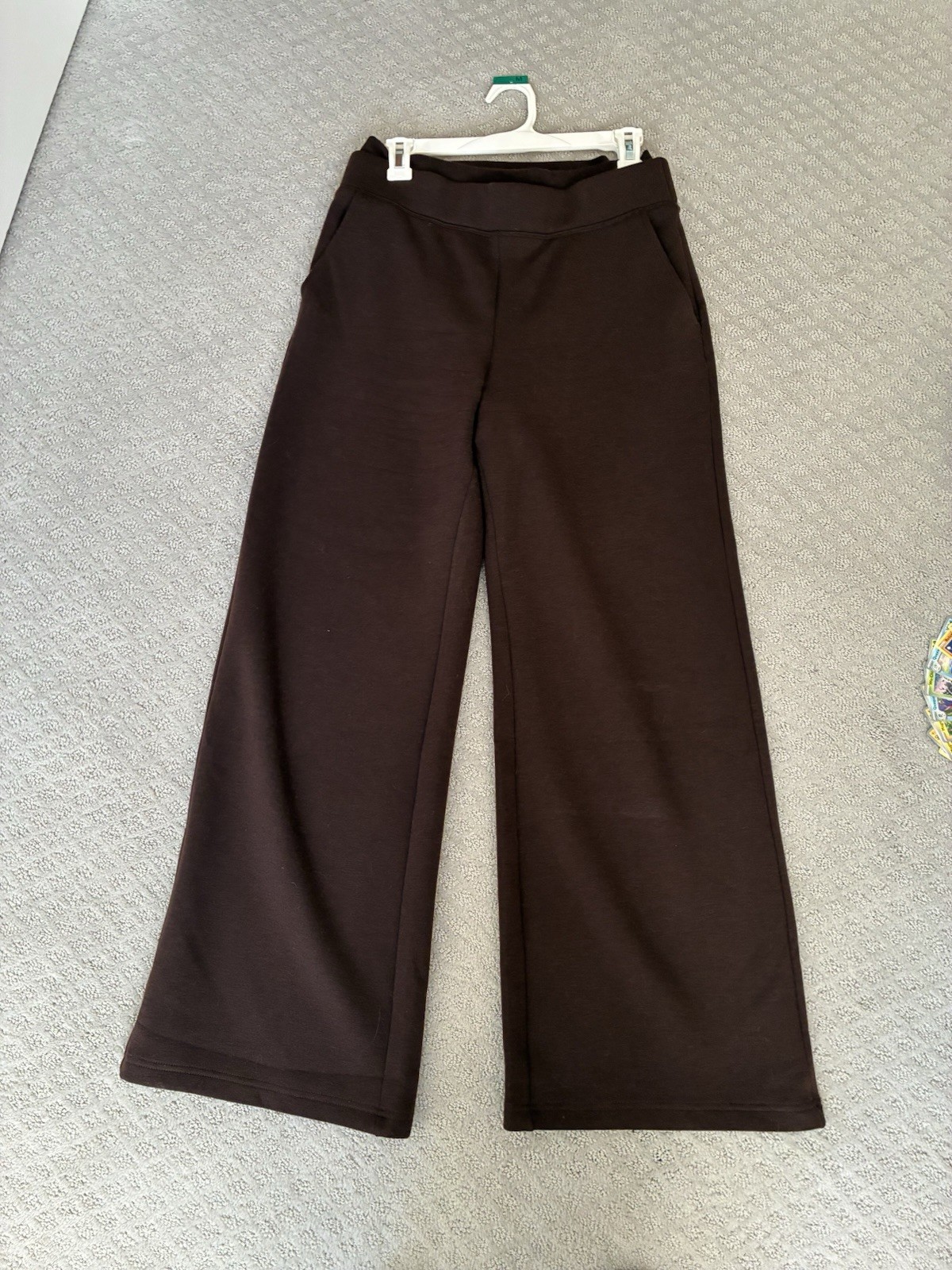 OGLmove FuzzLuxe Double Waistband Pants Brown Size Medium Straight Leg Pockets
