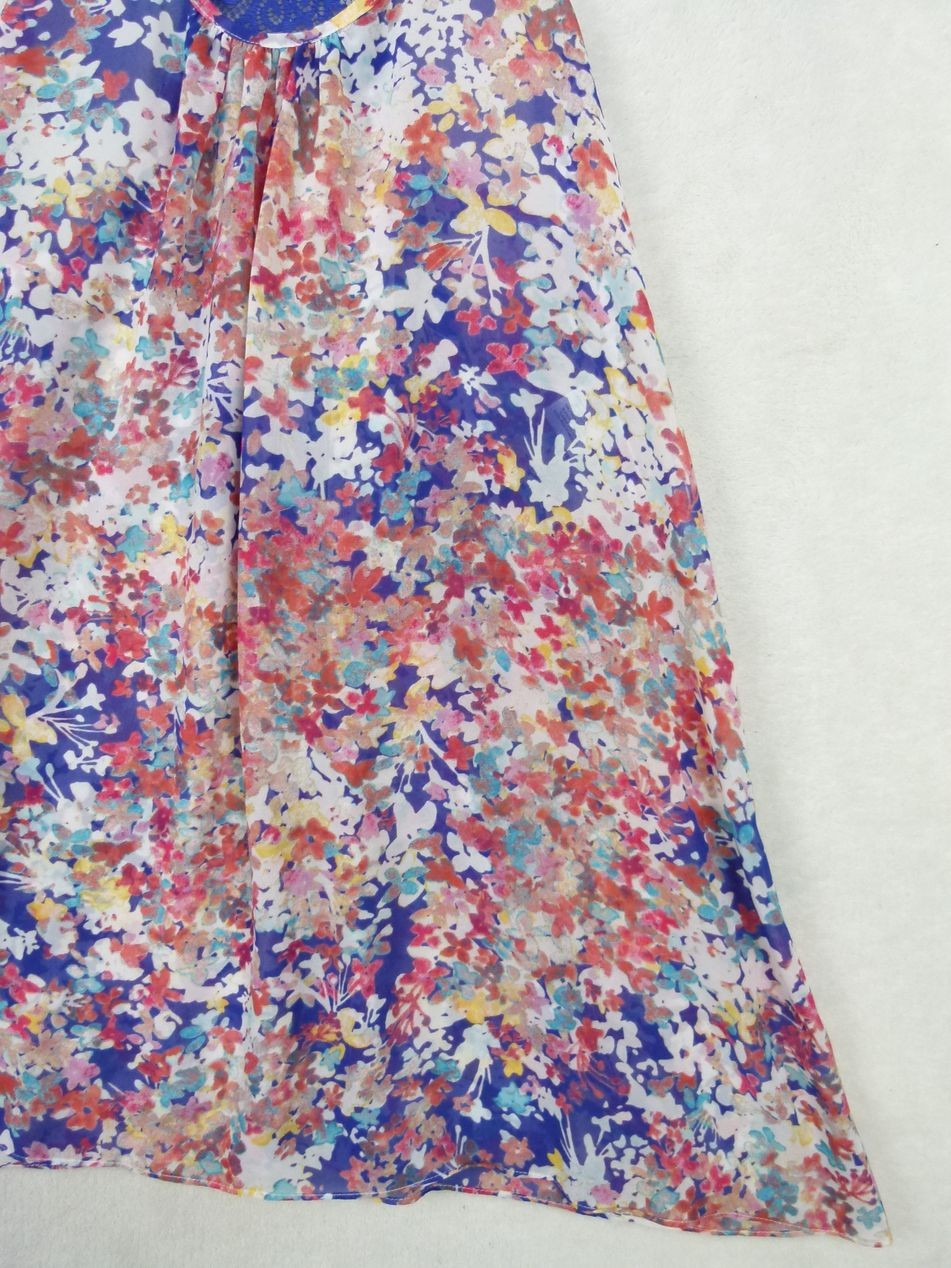 In Bloom Women’s Small Multicolor Floral SGP110M Polyester Tank Lace Back Tunic