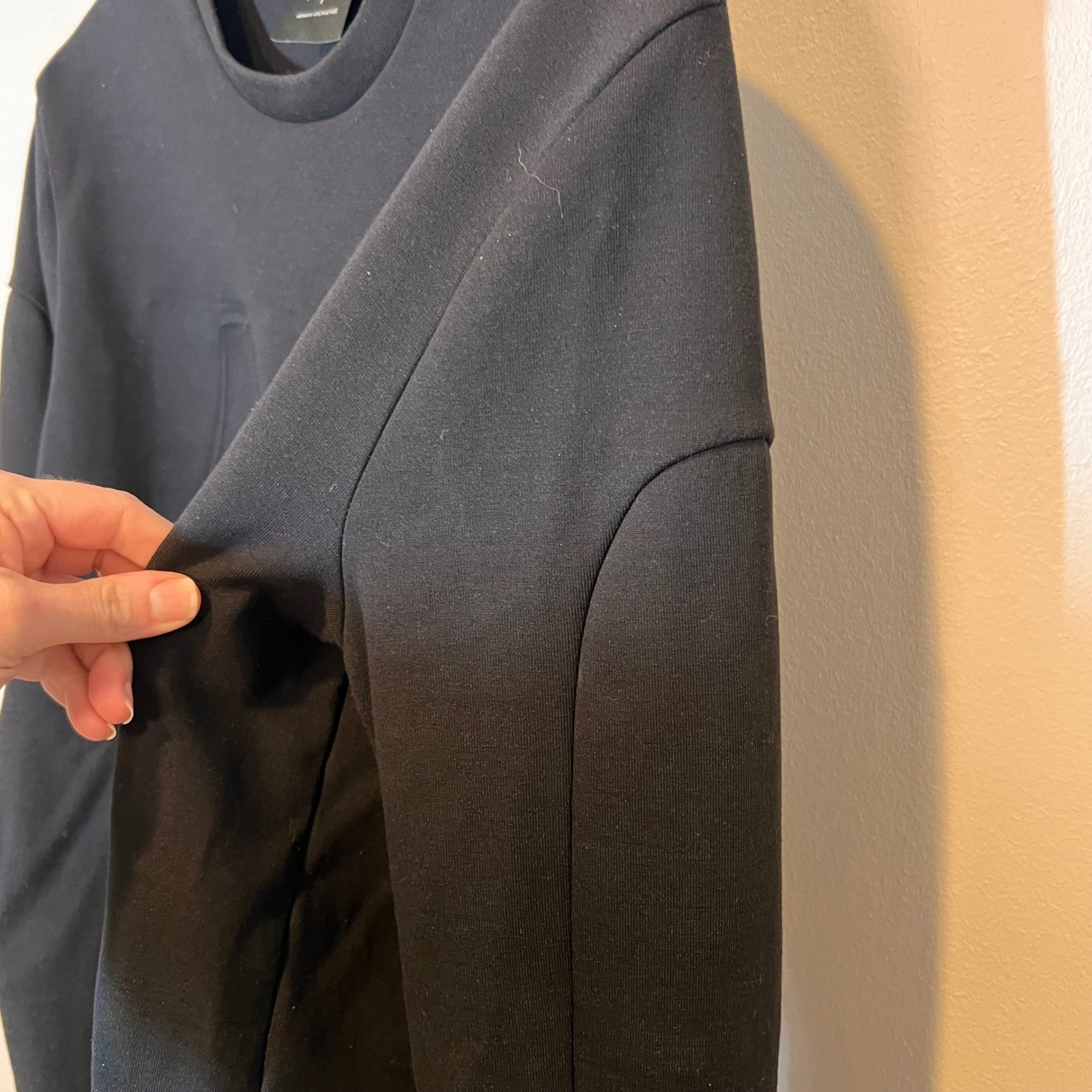 Armani Exchange A|X Embossed AX Logo Black Mens Pullover Sweatshirt Casual Med