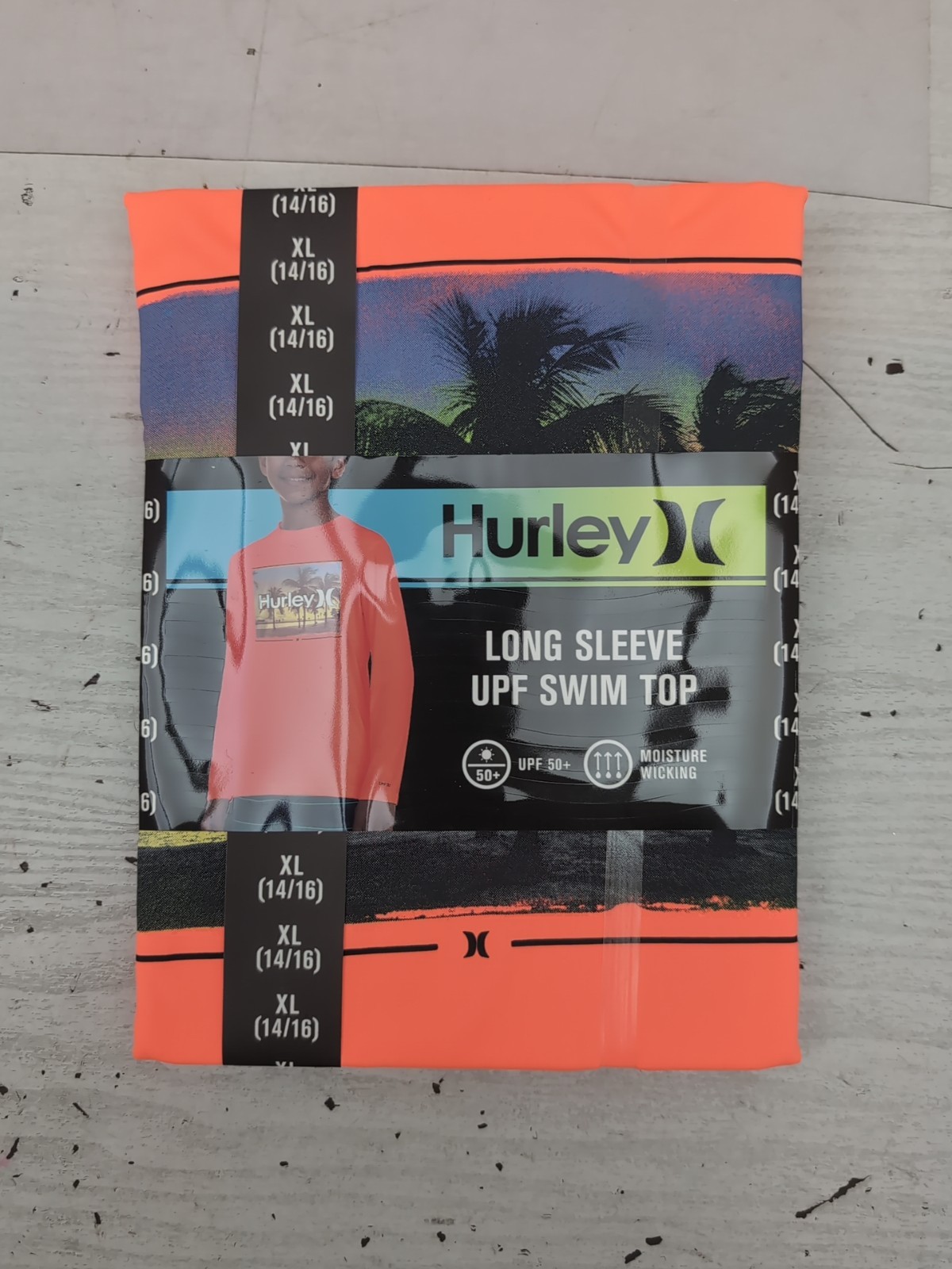 Hurley Youth Boy’s UPF 50+ Long Sleeve Swim Top Sz XL (14/16) Orange A45