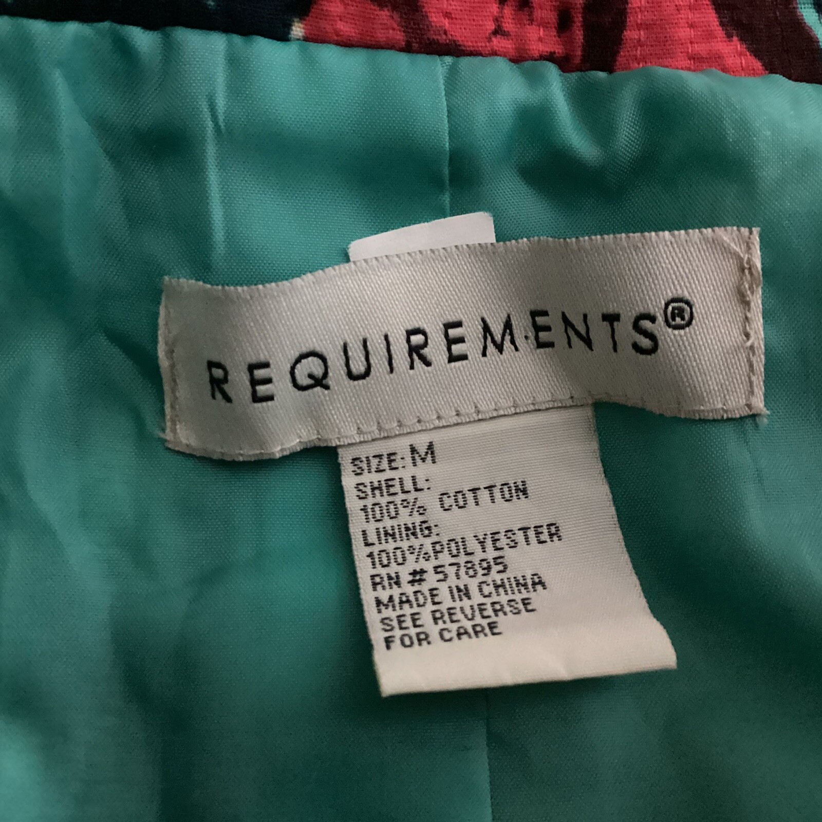 REQUIREMENTS Cotton Blend Blazer Jacket Vibrant Abstract Lined Women’s Size M