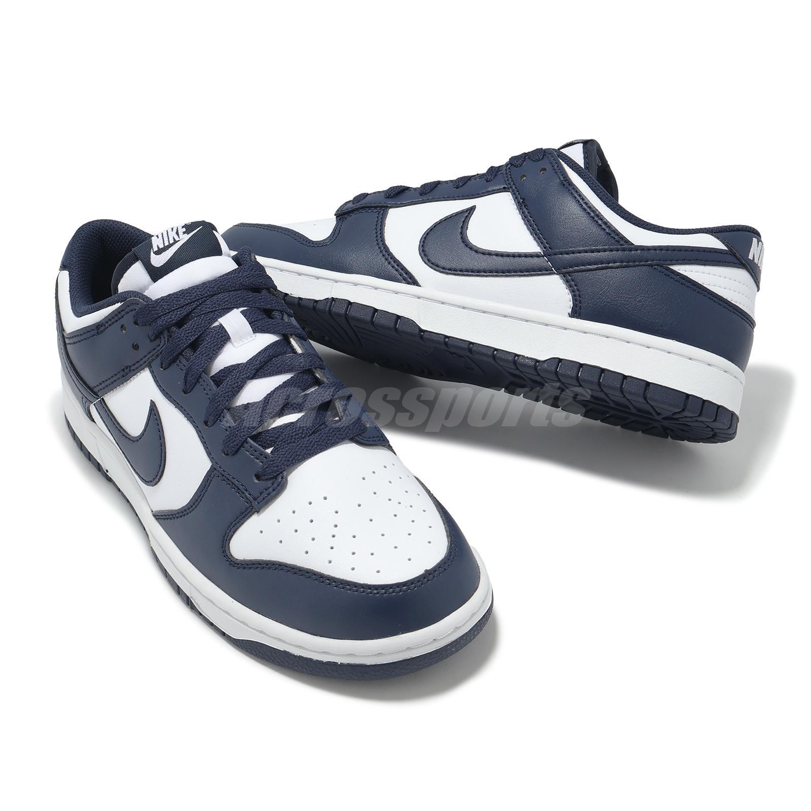 Nike Dunk Low White Midnight Navy Men Casual Lifestyle Shoes Sneakers HF5441-107