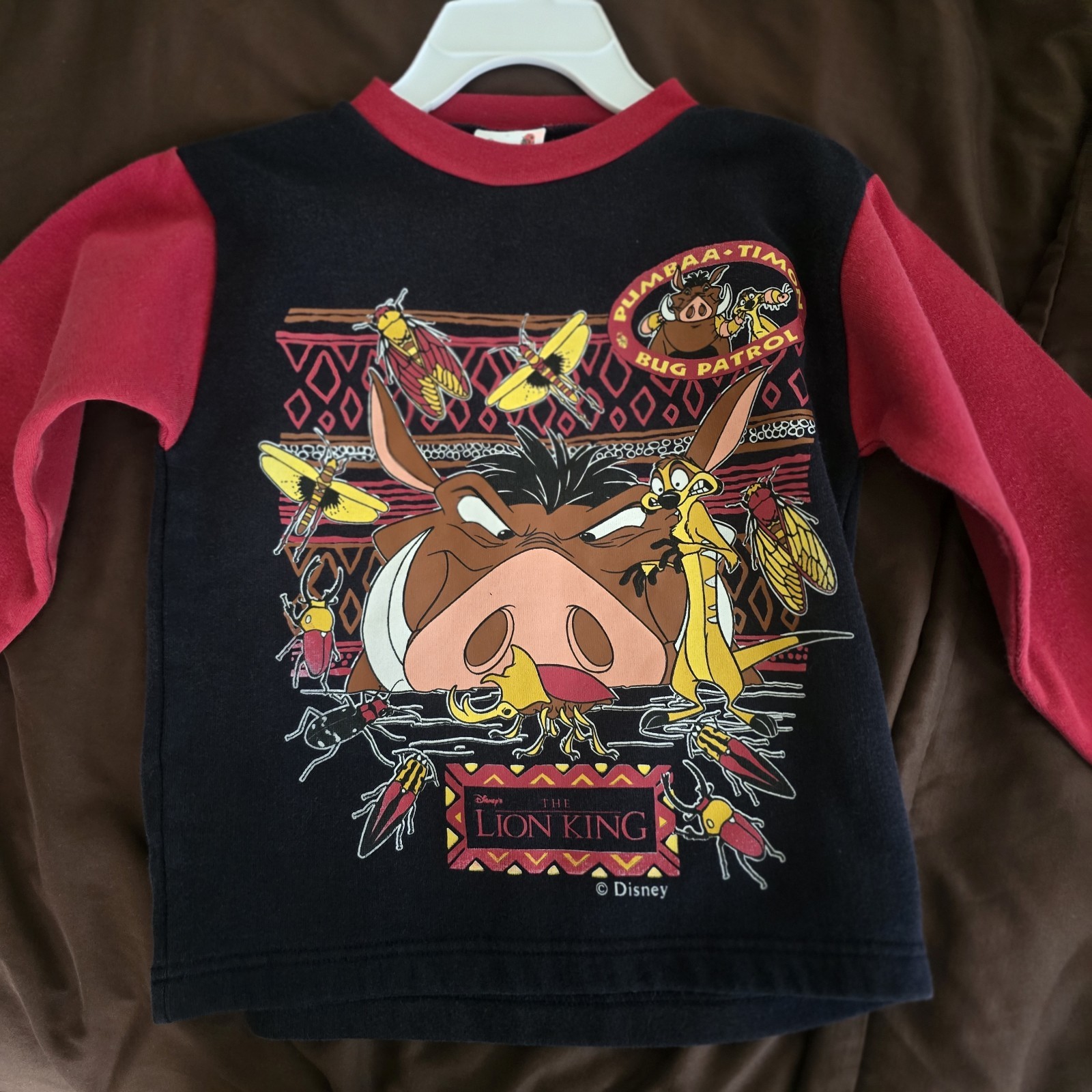 Ladybird Disney Lion King Timon & Pumbaa Long Sleeve T-Shirt 7-8Y Black/Red