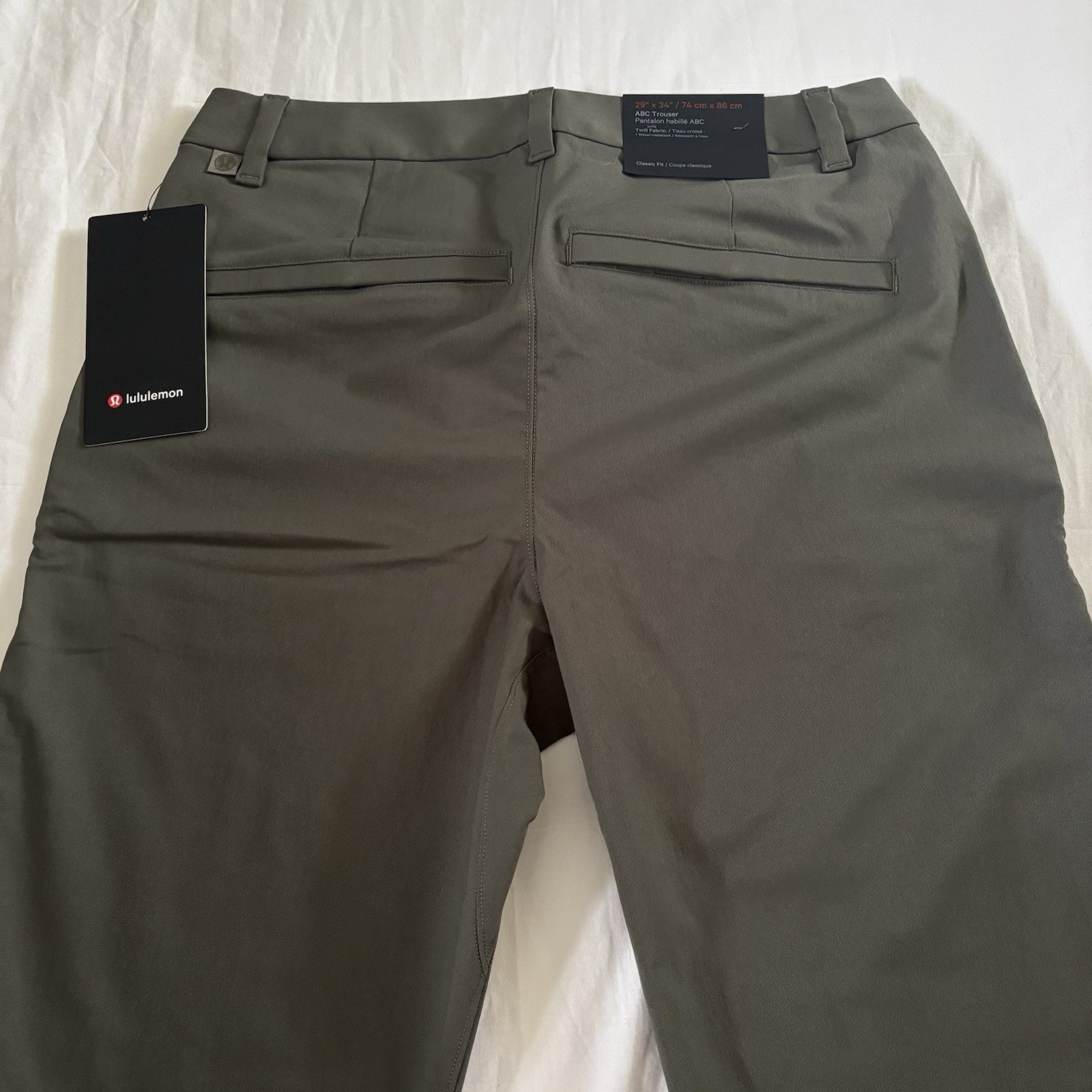 Lululemon ABC Classic-Fit Trouser 34”L *Twill ARMG Army Green Men’s Size 29