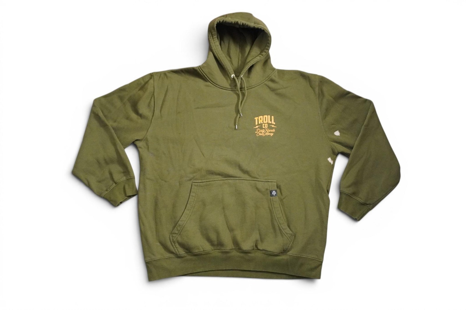 Troll Co Hoodie Mens XL Green Dirty Hands Clean Money Graphic Pullover READ
