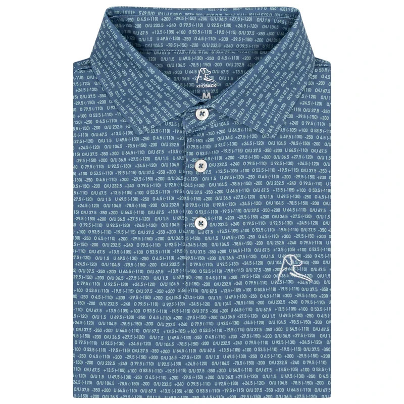 ✨Rhoback Moneyline Blue Green Polo Engineered Fiber Performance Golf Shirt Top