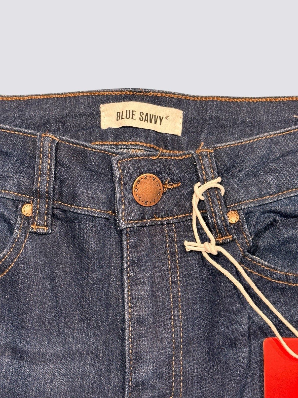 NWT Blue Savvy Women Dark Denim Jeans Sz 7/28 Distressed Flare Stretch Mid Rise