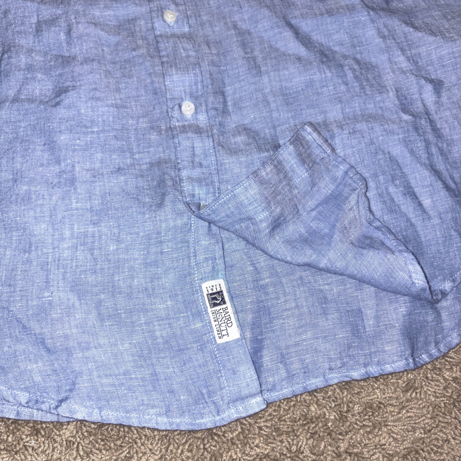 J. Crew Short Sleeve Baird McNutt Irish Linen Button Shirt Amalfi Blue Men Large