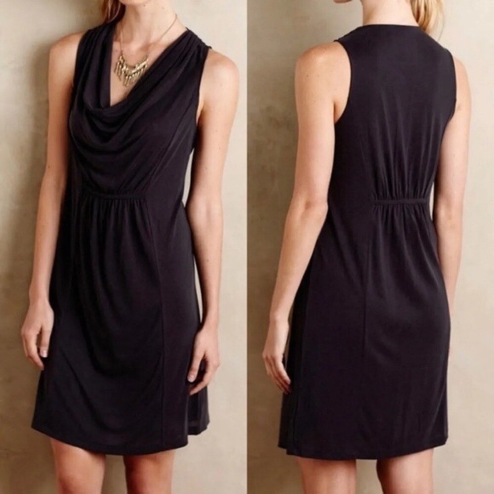 Anthropologie Maeve Cara Charcoal Cowl Neck Shift Dress Modal Size Small
