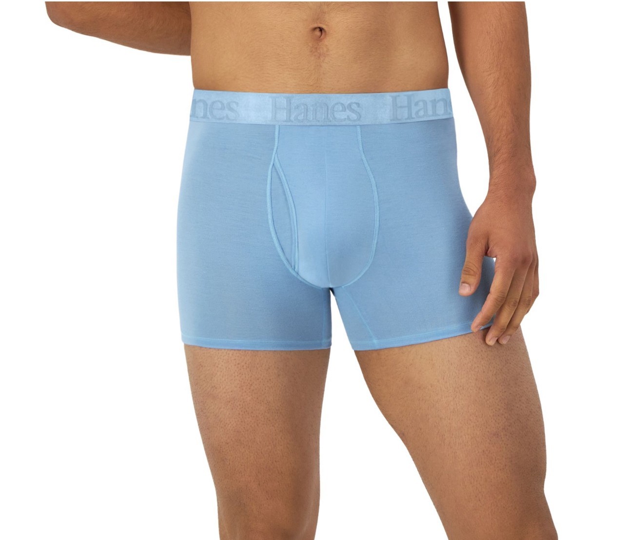 NEW~ Hanes sz M 32-34″ Mens Boxer Briefs Modern Soft Trunks Blue Blk 2 pk #29