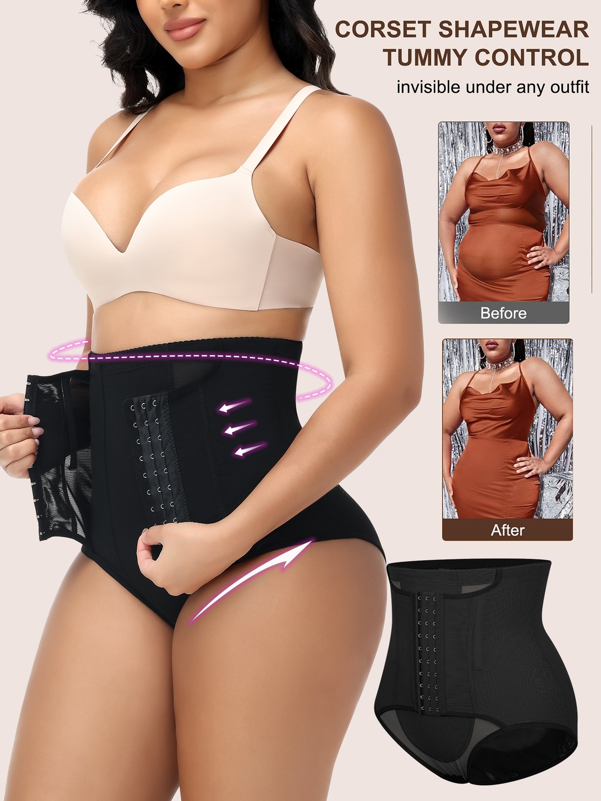 Women High Waisted Butt Lifter Shapewear Panty Girdle Tummy Control Body Shaper