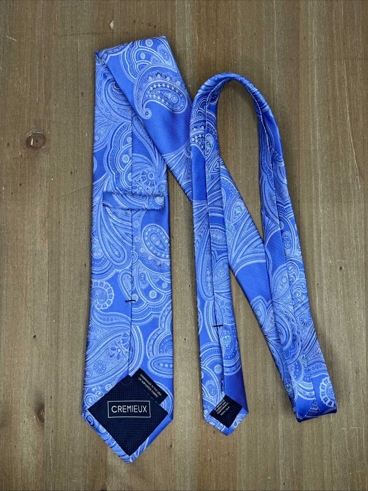 DANIEL CREMIEUX Silk Tie Designer Paisley Blue W3.25xL58 Made in USA Luxury