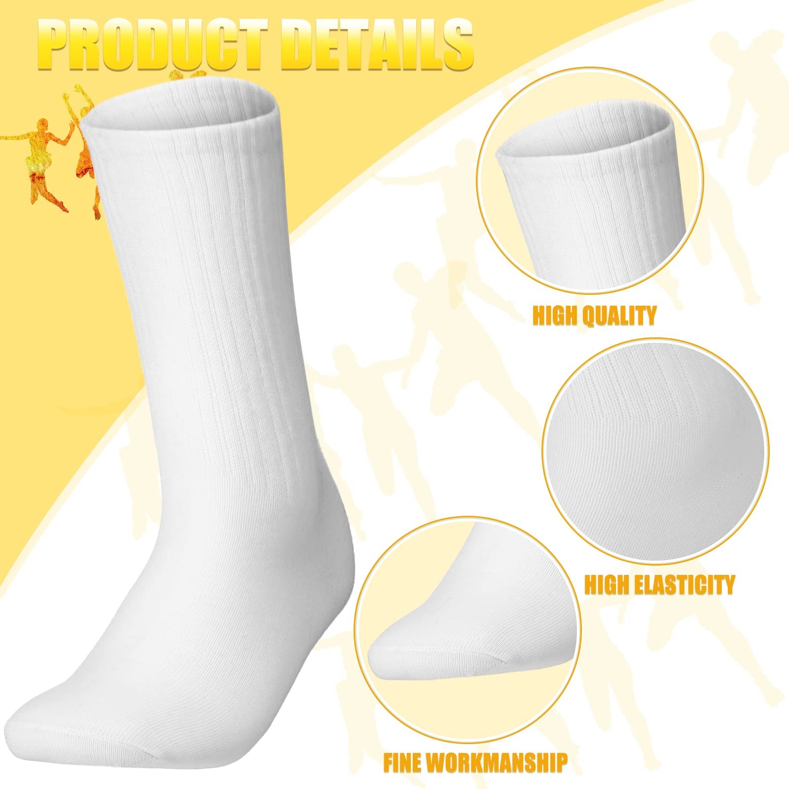 Haysandy 72 Pairs Bulk Cotton Crew Socks for Men Women One Size, Black, White