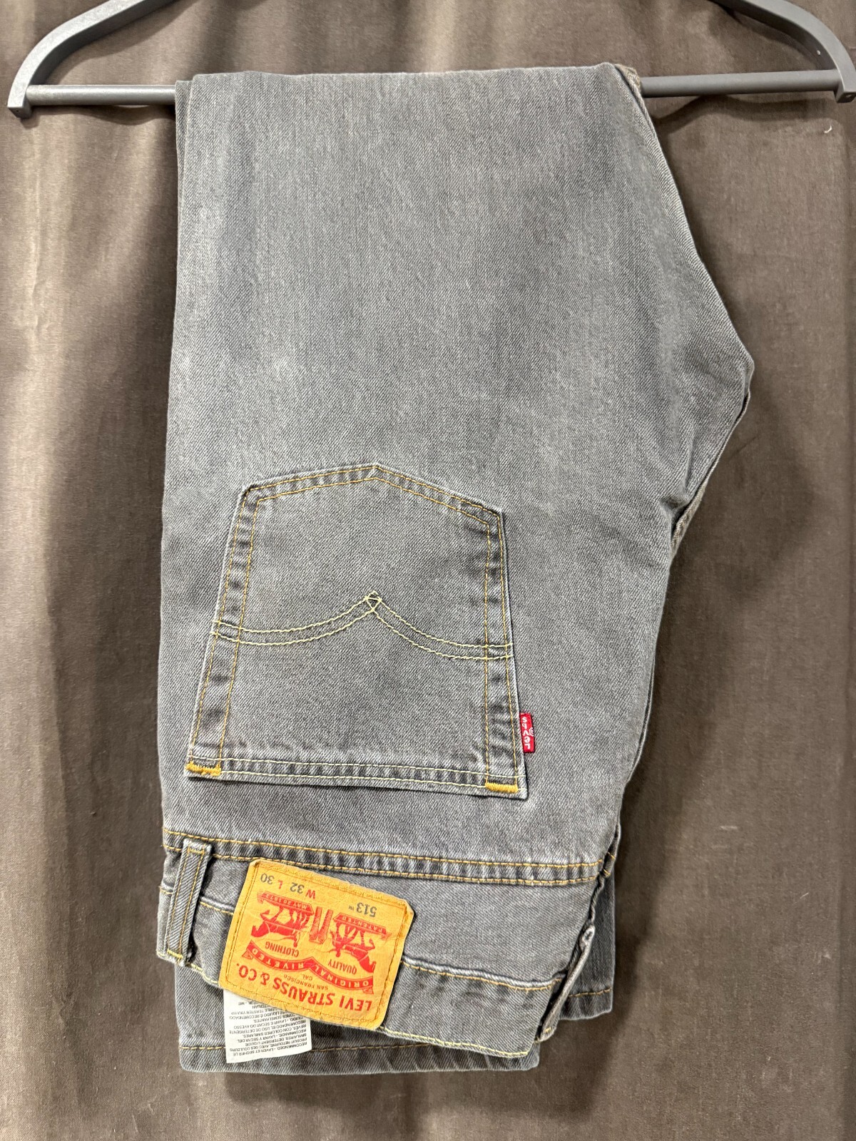 Levis 513 Gray Denim Cotton 32×30 Jeans – Defect