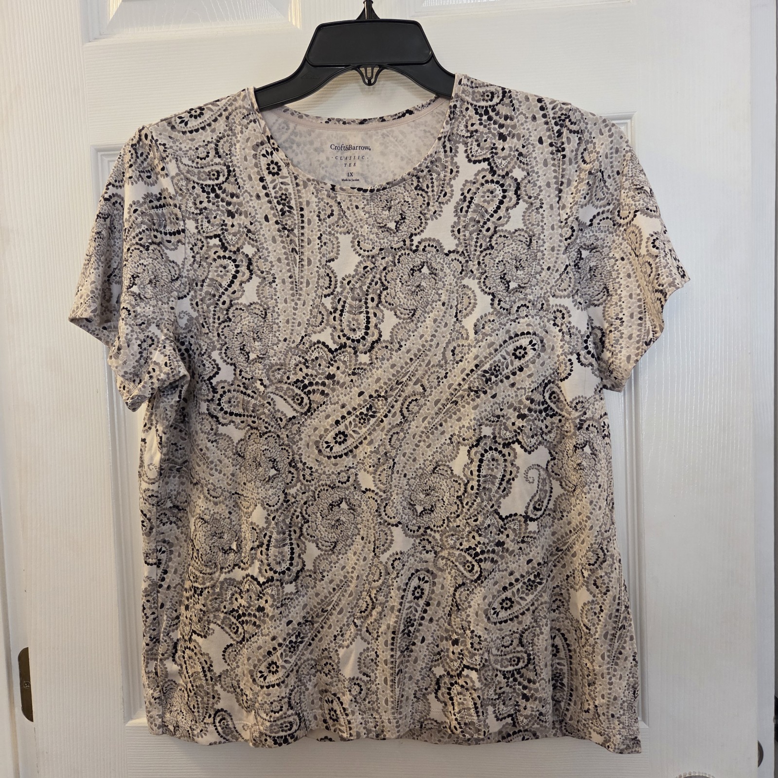 Croft & Barrow sz 1X classic tee paisley boho casual everyday 100% soft cotton