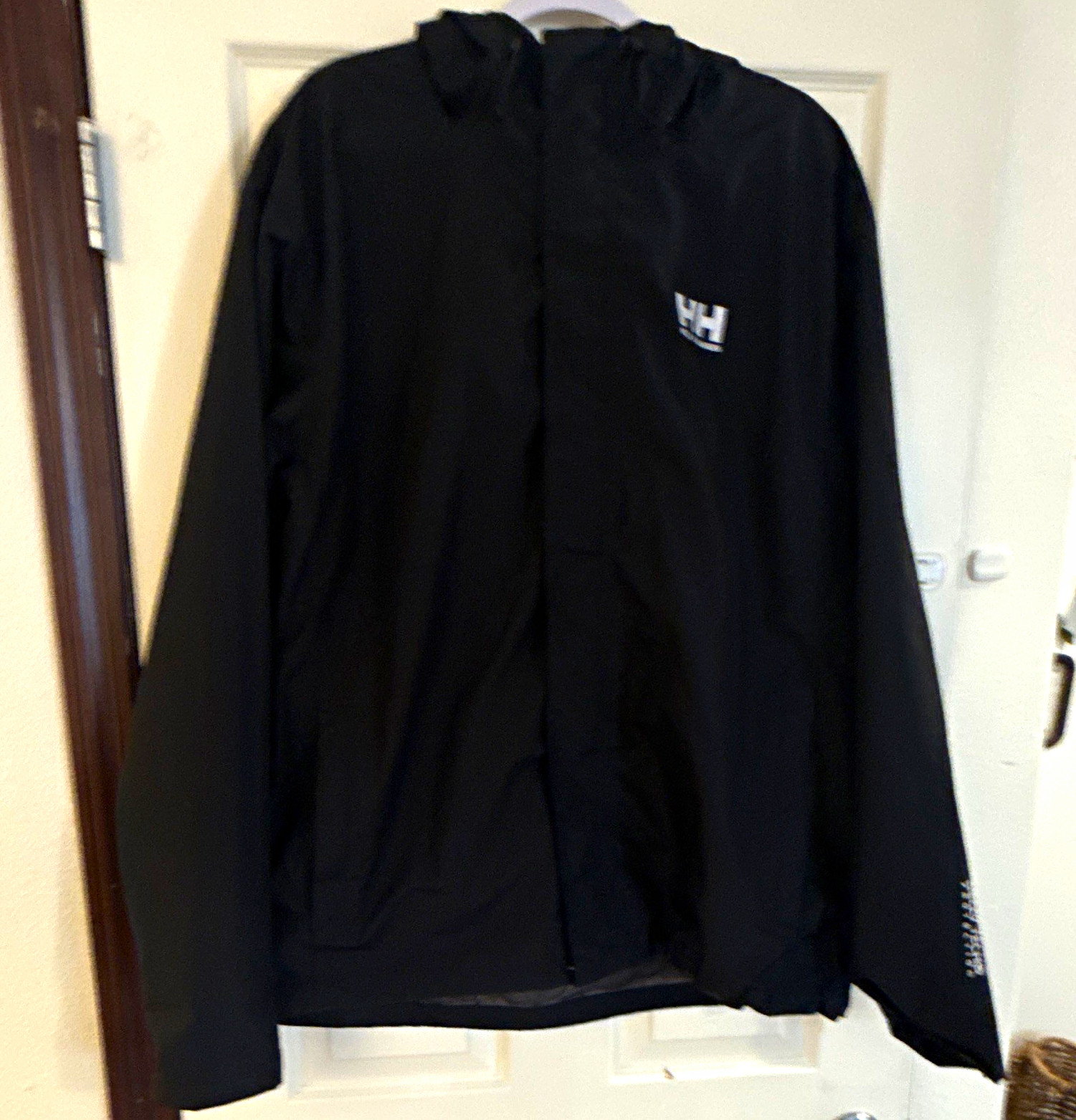 Helly Hansen Men’s Black Hooded Full Zip Rain Coat Jacket Regular 2XL