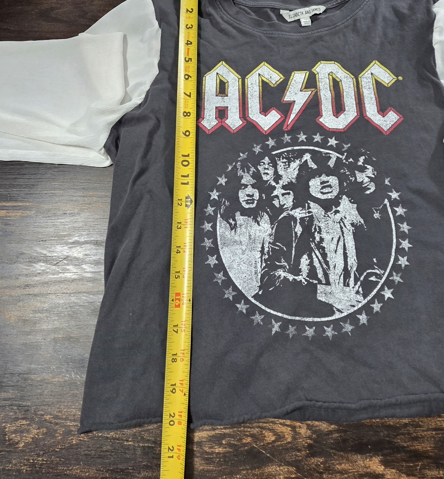 Elizabeth And James Women’s DIY AC/DC Cropped Long Sleeve Shirt Size Medium