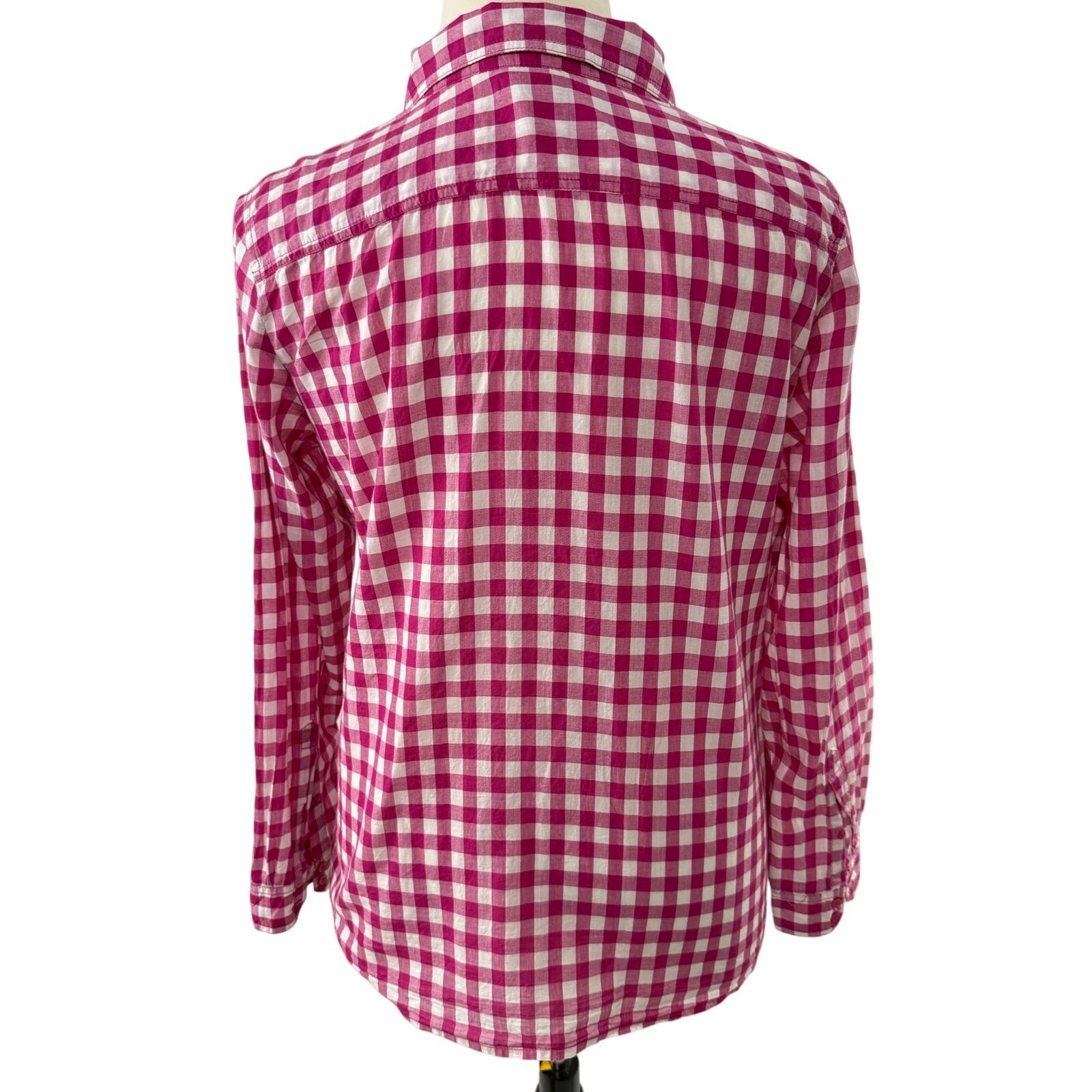 Gap Preppy Fushia/White Gingham Button-up Shirt with Front Pockets, Size XL