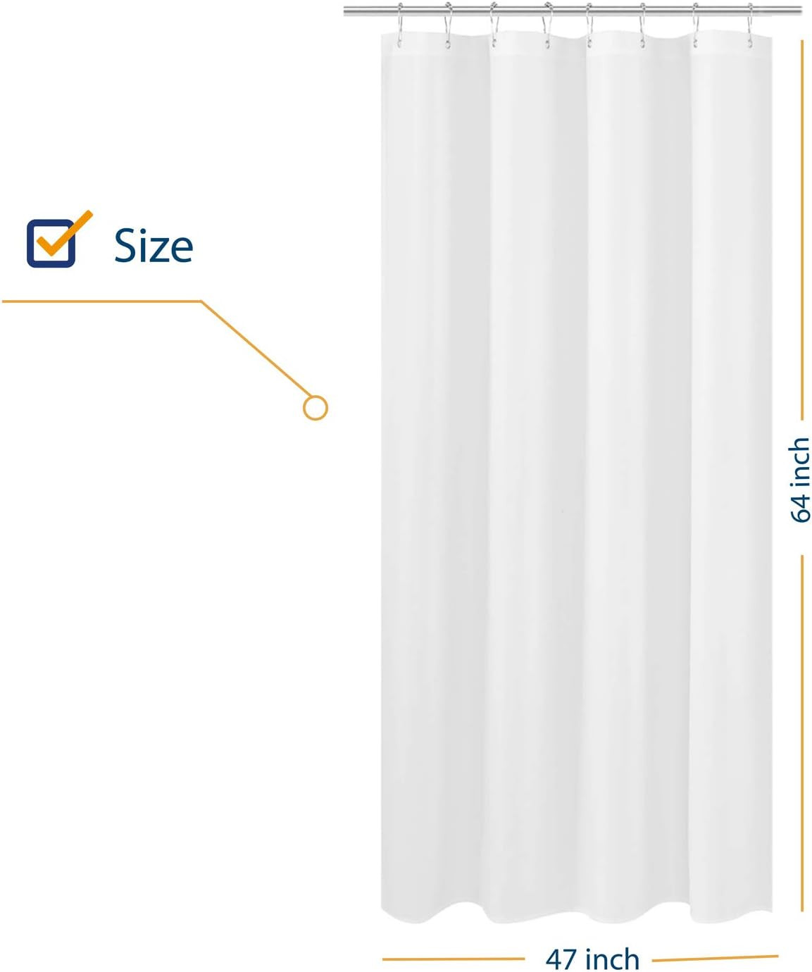 RV Shower Curtain Liner Fabric 47 x 64 inches, Hotel Quality, Washable, Water Re