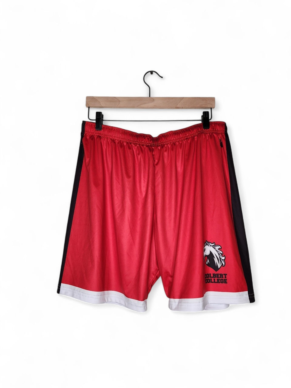 Colbert College Track Stripe Basketball Shorts in Red Size XL