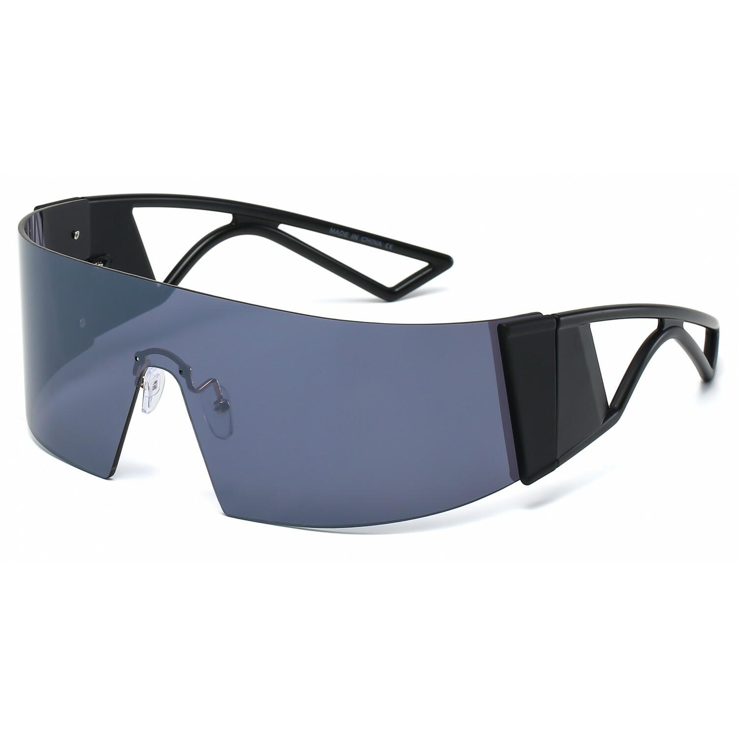 Futuristic Shield Men Sunglasses Gradient Tinted Lenses Bold Black Frames Visor