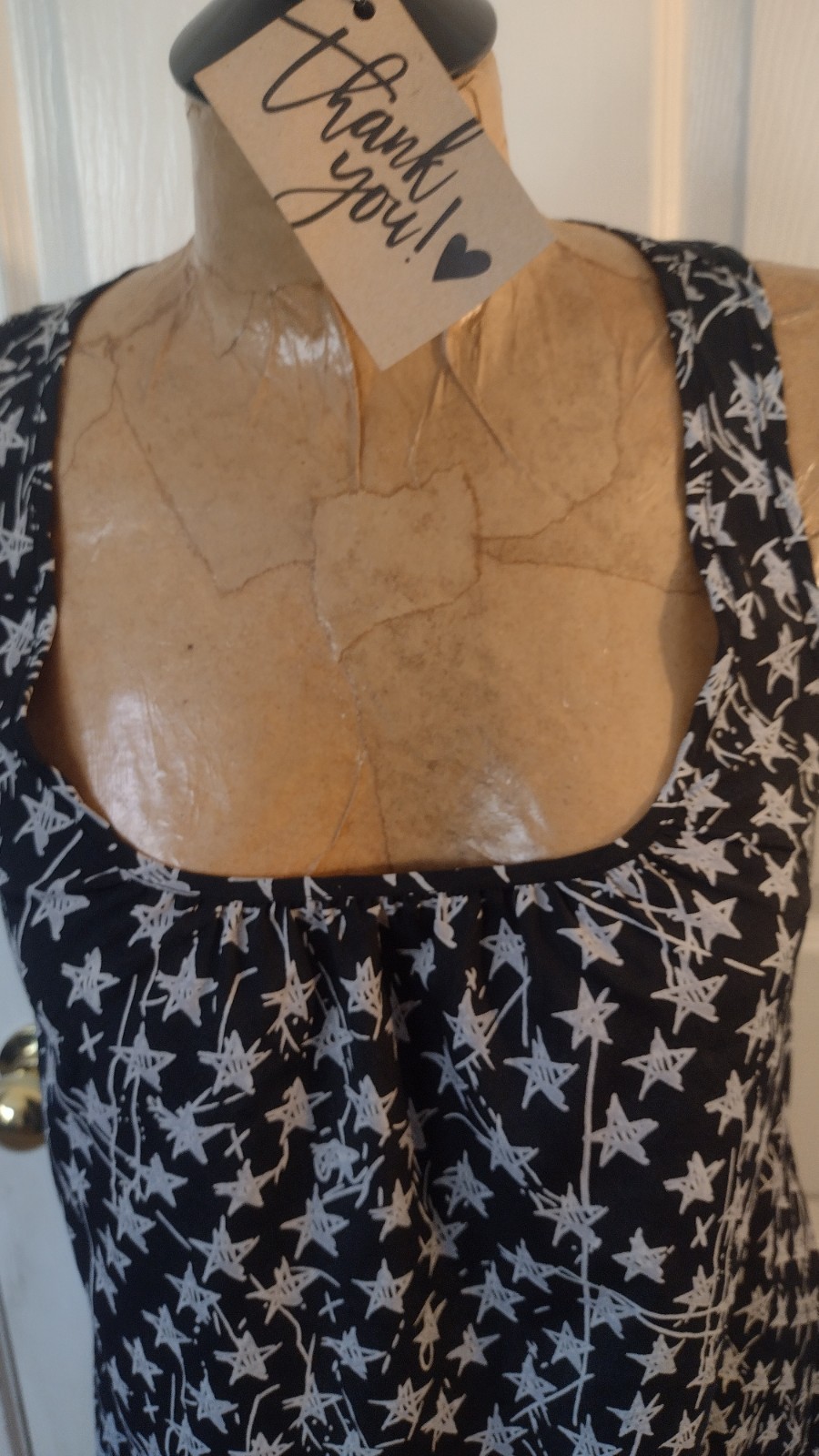 Y2K AGL Apparel Black White Star Print Square Neck Wide Strap Zip Tank Top