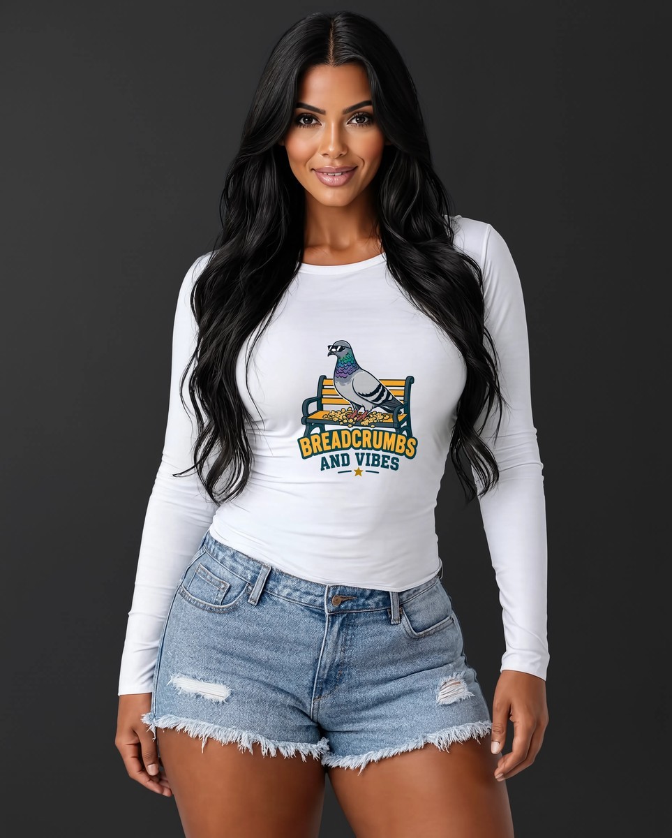 City Pigeon Bench Long Sleeve Tee Urban Bird Watcher Unisex Made in USA
