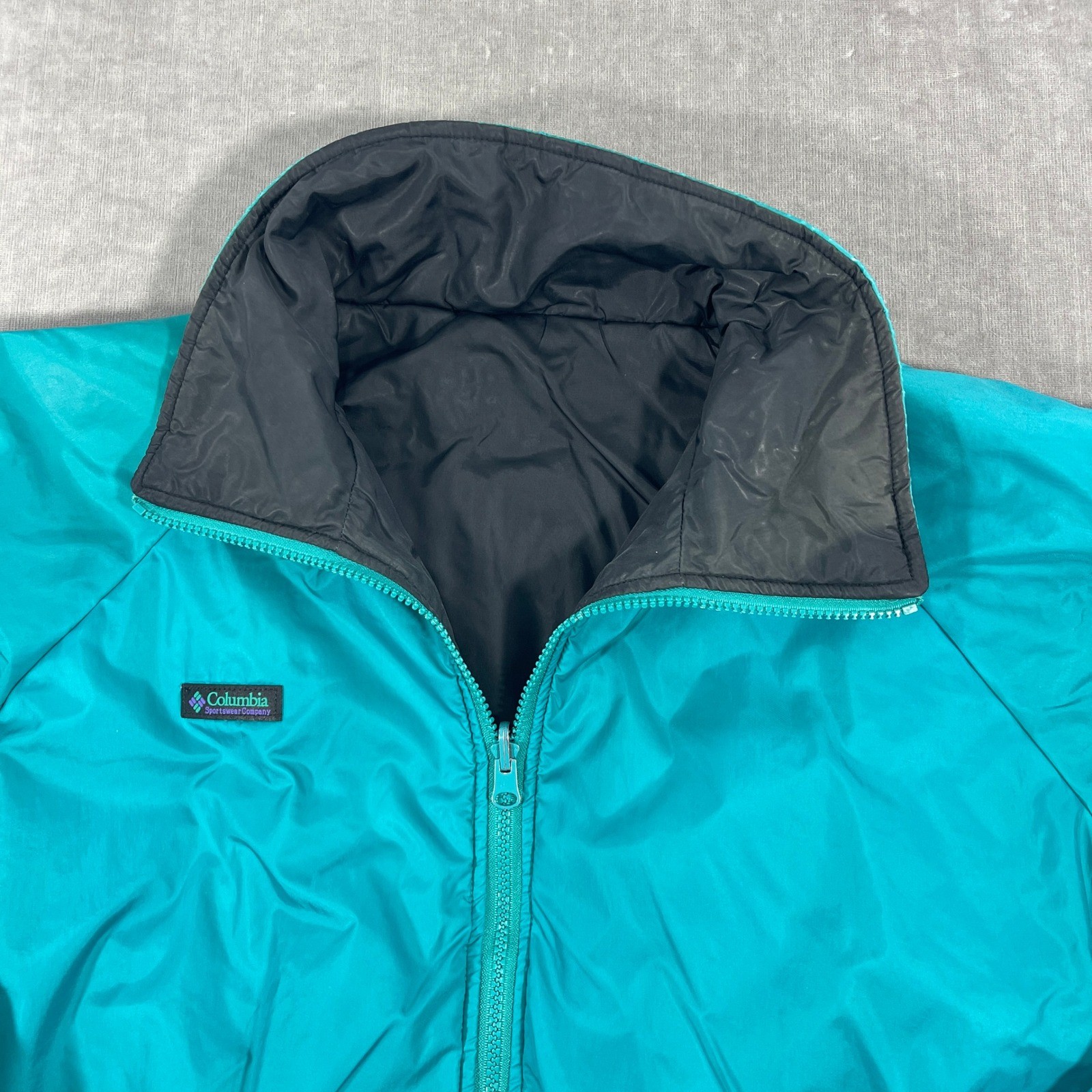 Columbia Reversible Mens Large Black Blue Full Zip Sportswear Company Jacket