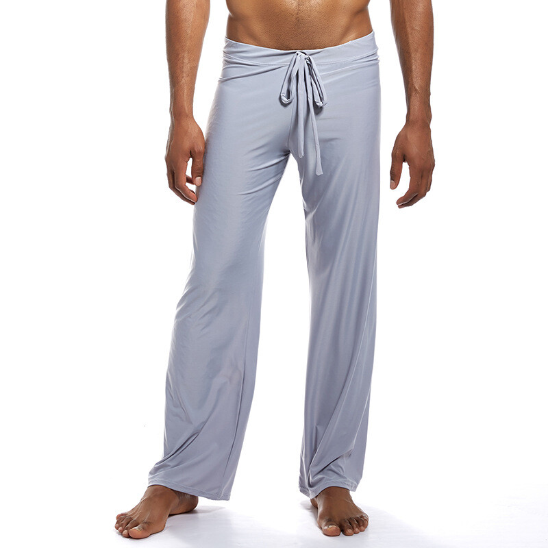 Men Sweat Pants Yoga Lounge Middle Waist Drawstring Trousers Straight Bottoms