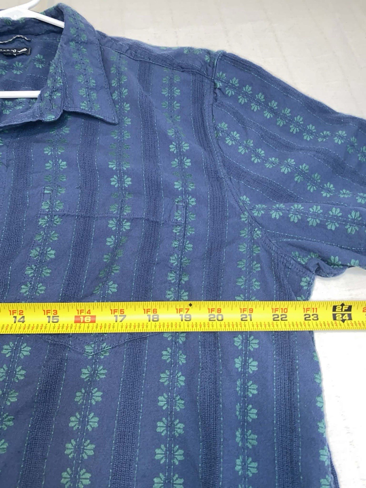 Toad&Co Men’s XXL Blue Green Embroidered Striped S/S Button-Up Shirt Pockets