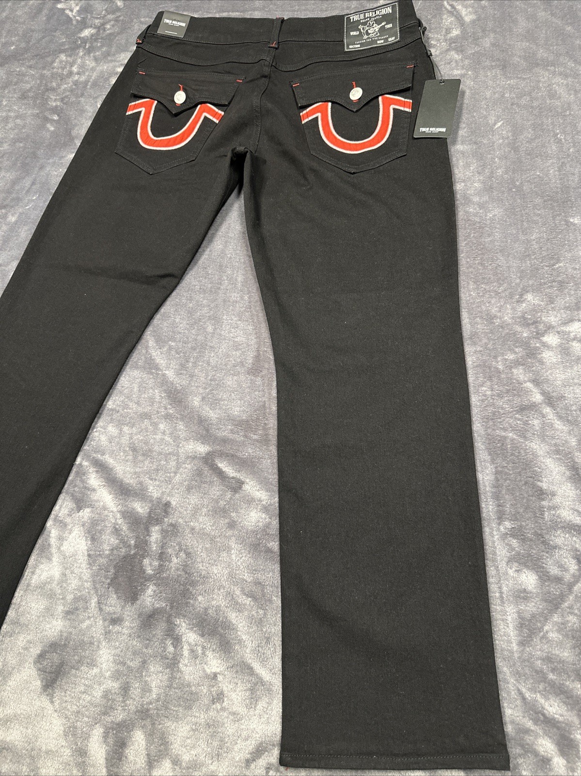 True Religion Ricky Appliqué SN Flap Straight “2SB Black Rinse” 36×30 #701654