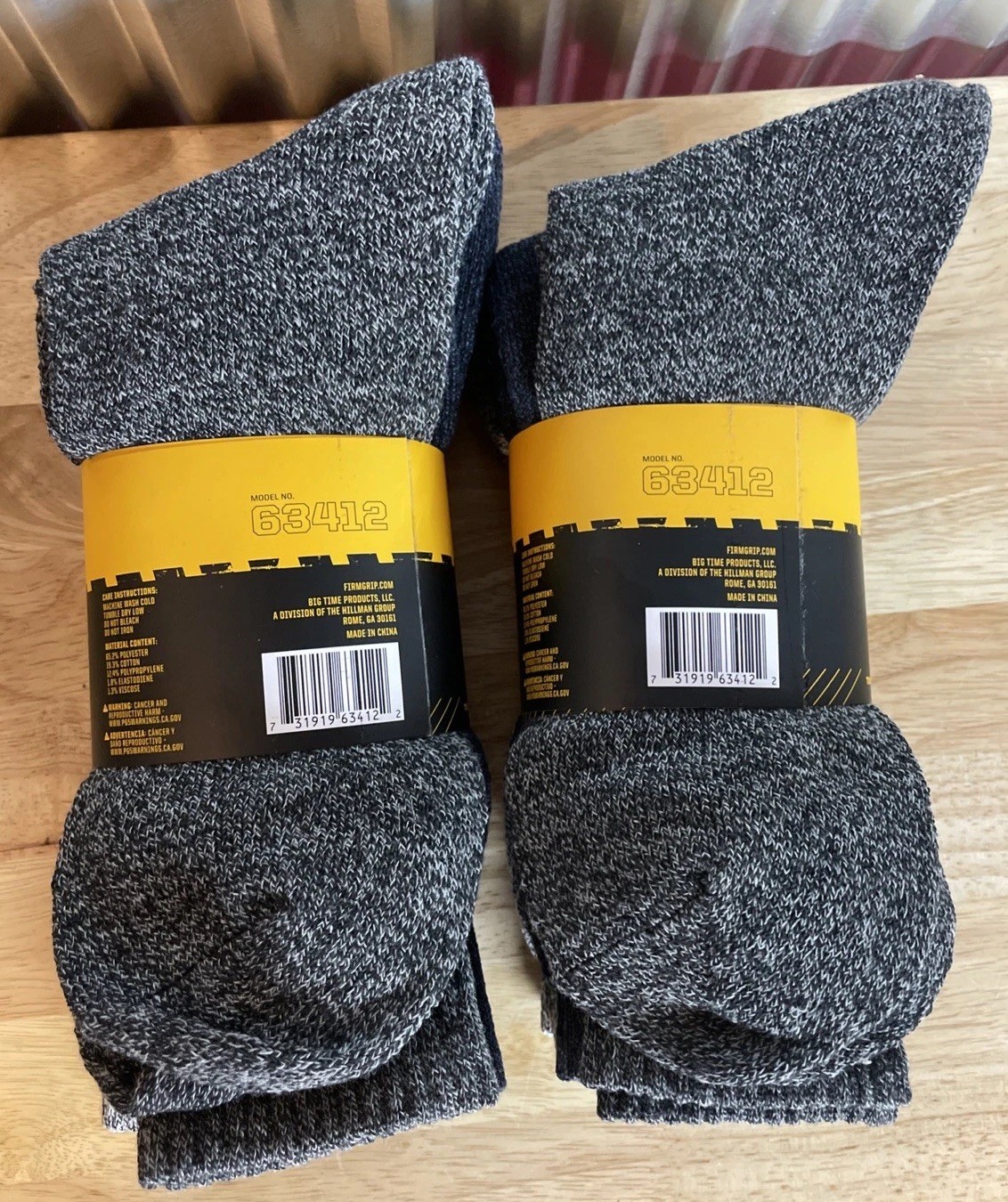 Firm Grip Large L Thermal Crew Work Socks Poly Cotton Blend – 8 Total Pairs NEW