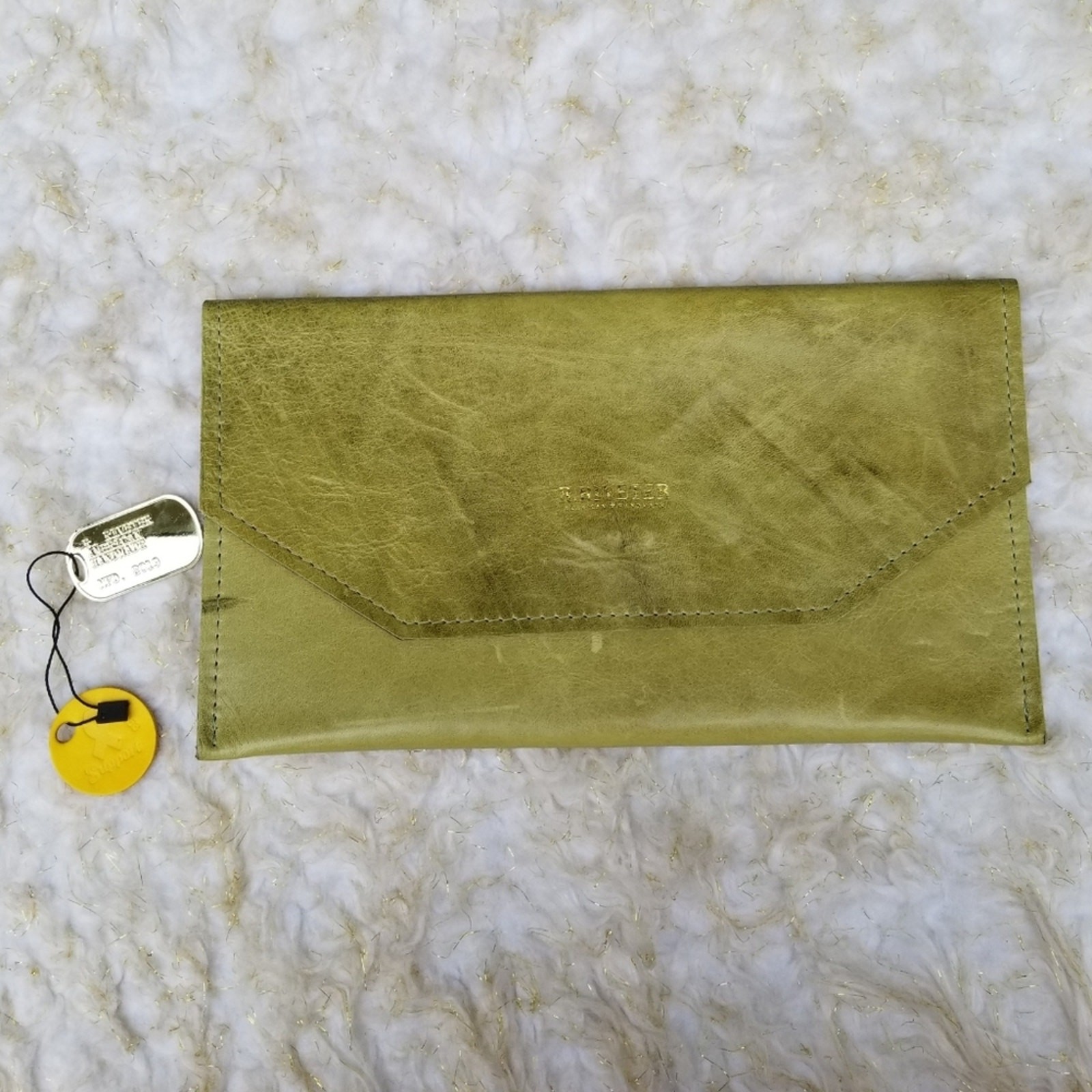 R. Riveter Green Leather Envelope Clutch Handmade Travel Document Folio USA