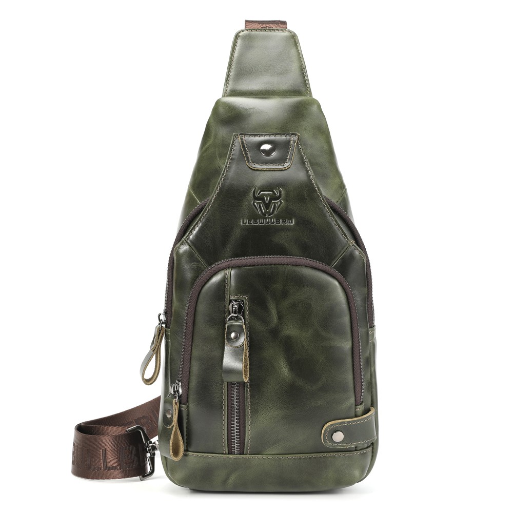 Men Sling Backpack Chest bag Crossbody Bag 100% Genuine Leather Shoulder Bag NEW